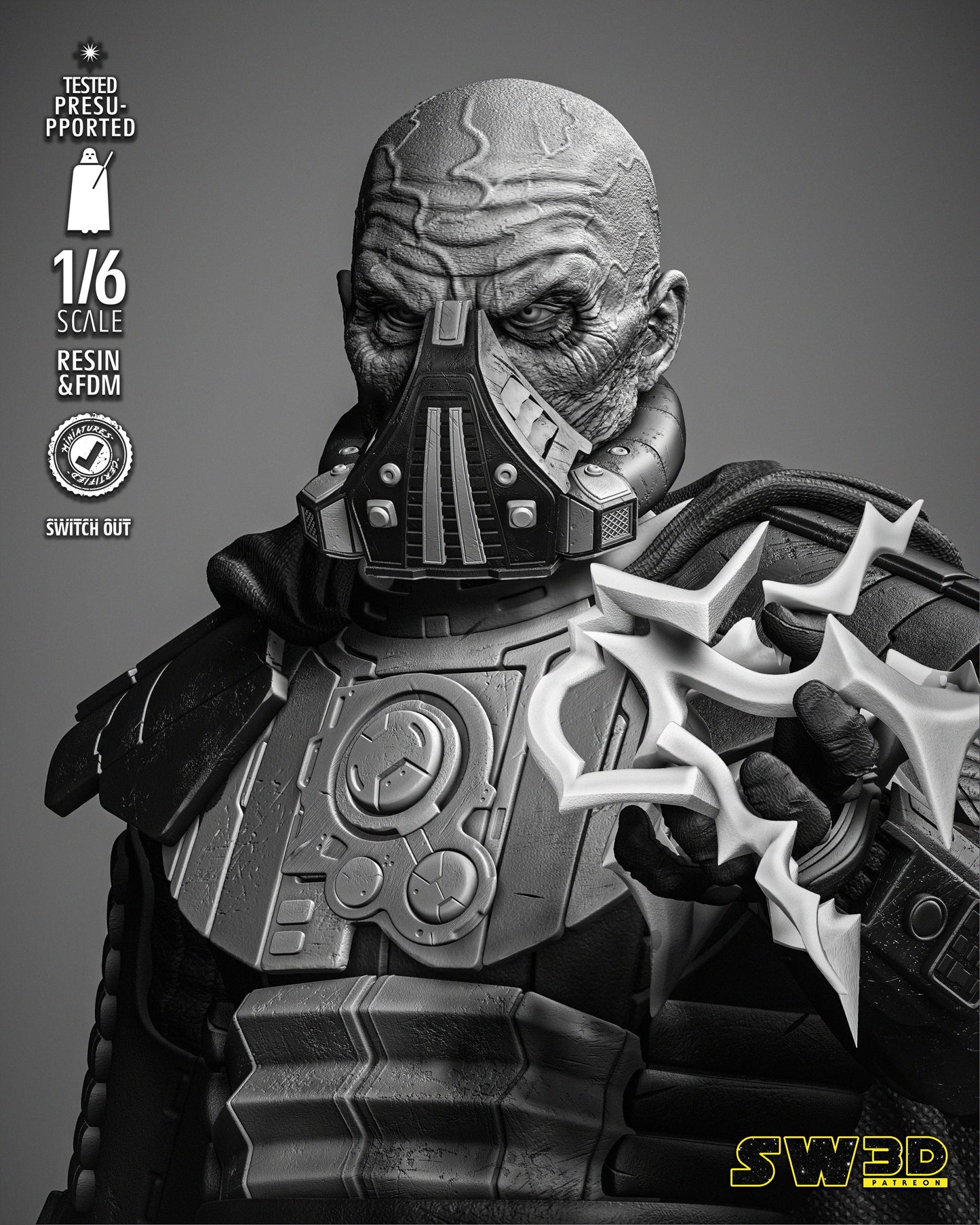 Darth Malgus Sculpture (Star Wars) Fan Art - 6th or 12th scale - 3D Printed