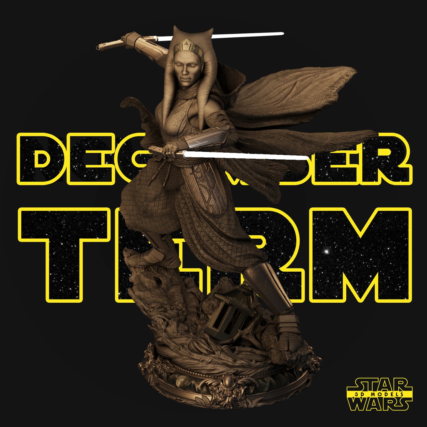 Ahsoka Sculpture (Fan Art) - Scales 1:4 or 1:12 (465mm or 155mm) - 3D Printed