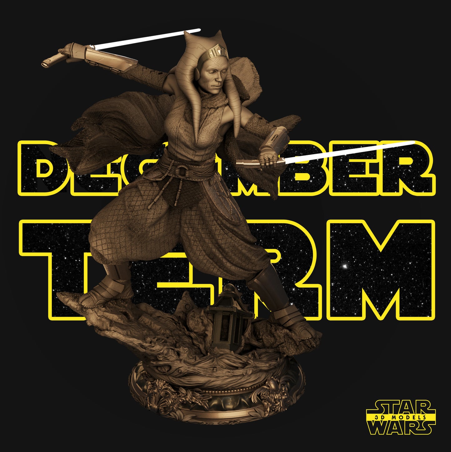 Ahsoka Sculpture (Fan Art) - Scales 1:4 or 1:12 (465mm or 155mm) - 3D Printed