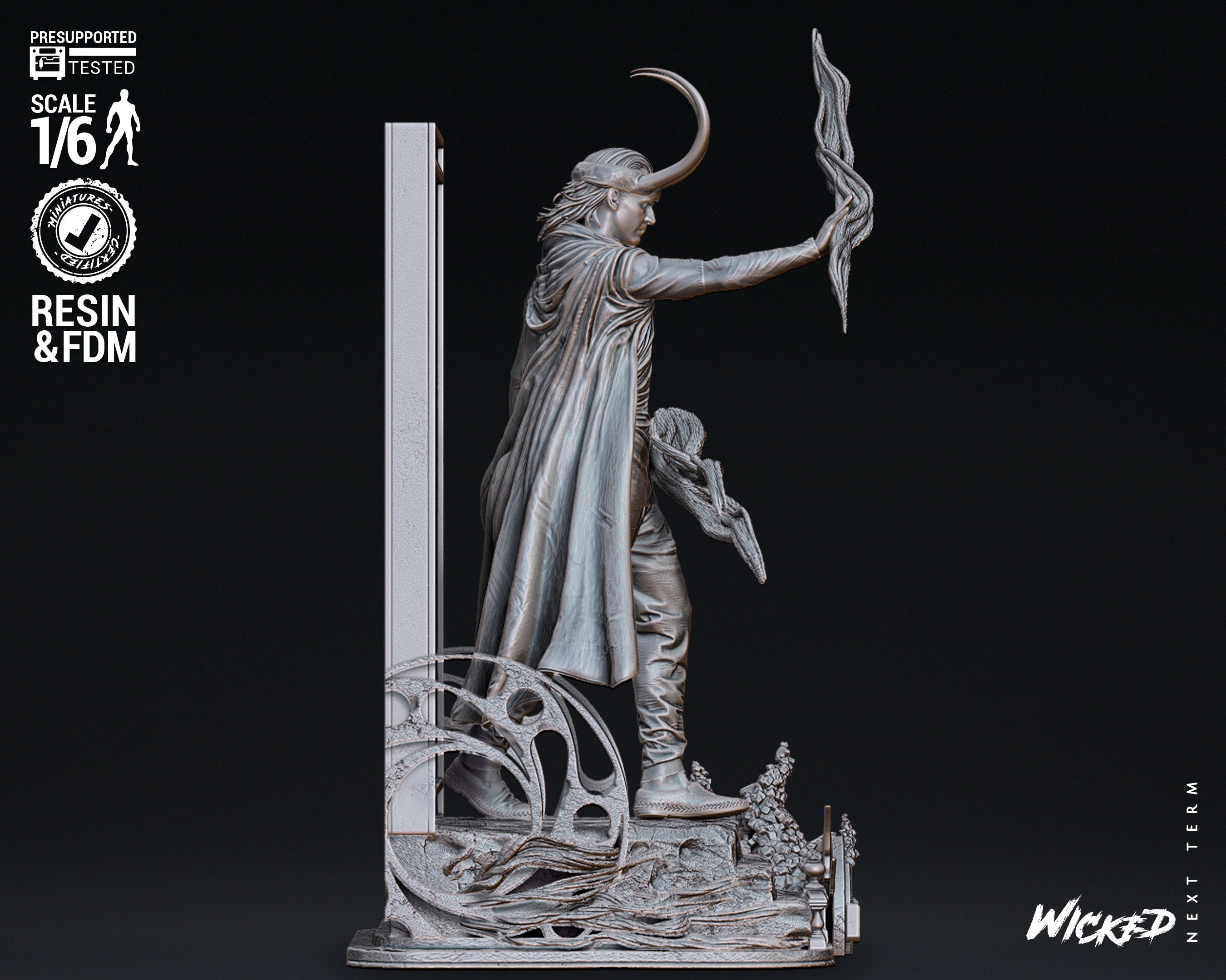 Loki God Sculpture - 6 or 12 scale (410mm or 205mm) 3D Printed Kit Fan Art