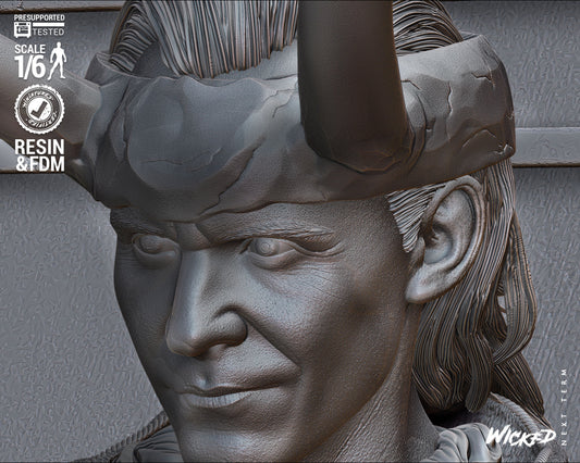 Loki God Sculpture - 6 or 12 scale (410mm or 205mm) 3D Printed Kit Fan Art