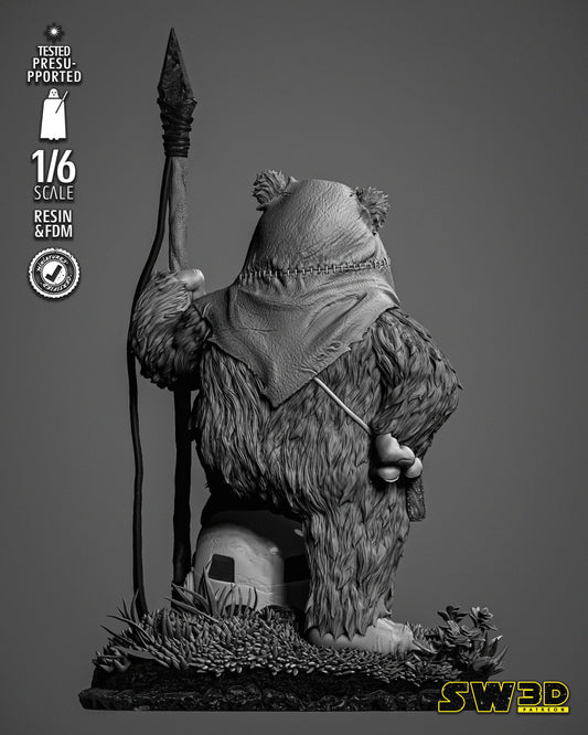 Ewok Sculpture #1 (Star Wars) Fan Art - 6th or 12th scale - 3D Printed