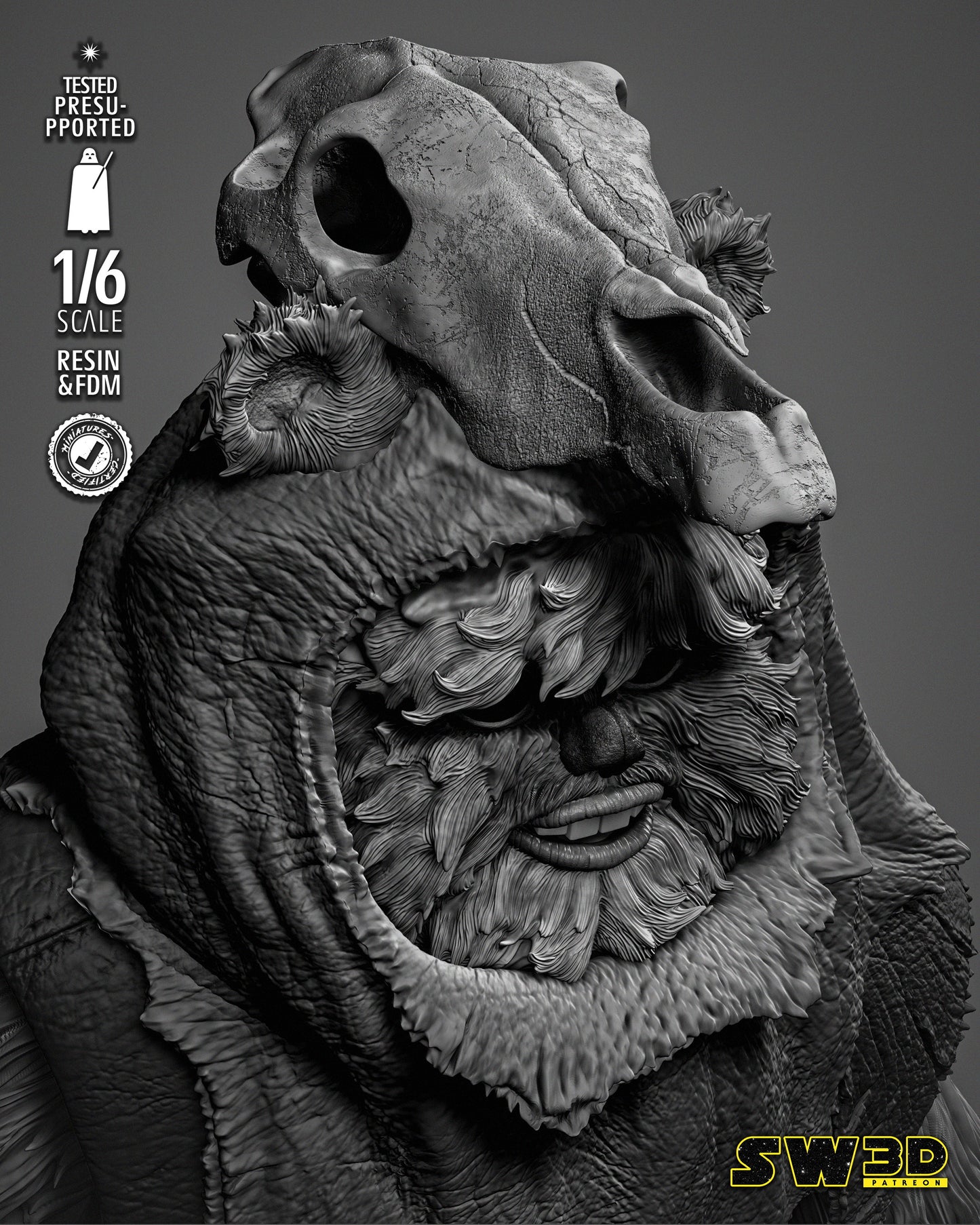 Ewok Sculpture #2 (Star Wars) Fan Art - 6th or 12th scale - 3D Printed