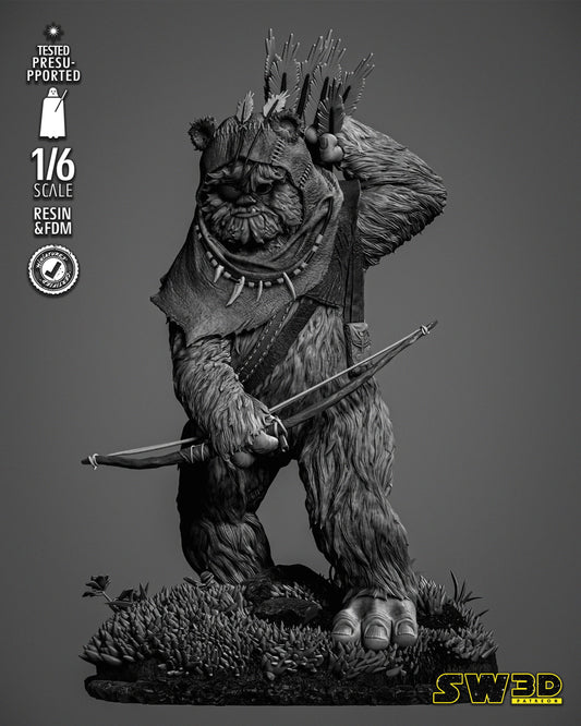 Ewok Sculpture #3 (Star Wars) Fan Art - 6th or 12th scale - 3D Printed