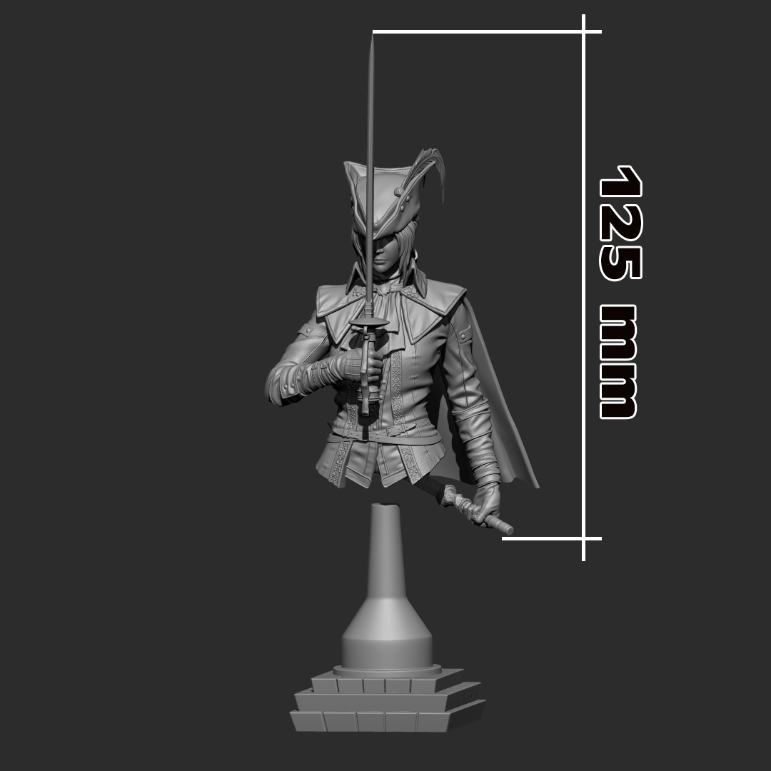 Lady Maria - 3D Printed Statue / Bust - 12 Scale