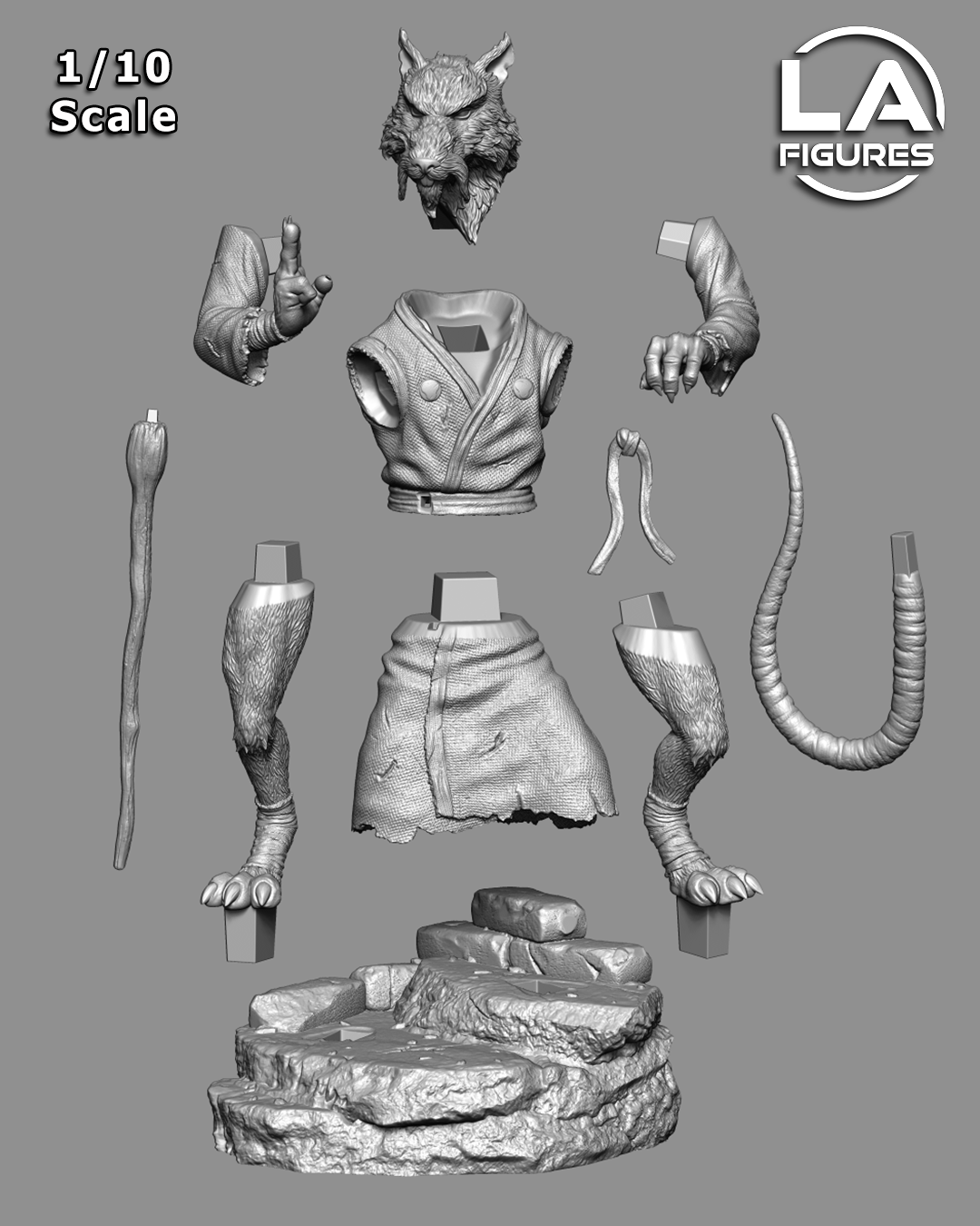 Splinter (TMNT) Statue - Fan Art 10 or 6 Scale - 3D Print Kit