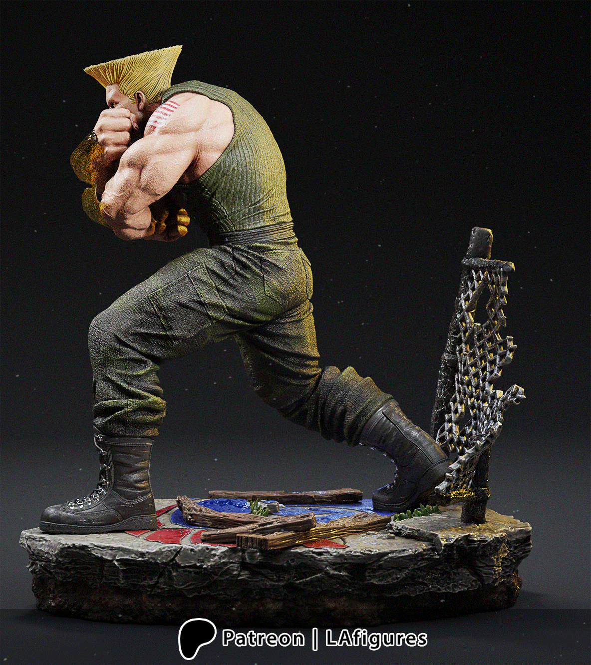 Guile (Street Fighter) Statue - Fan Art 10 scale 3D Print Kit