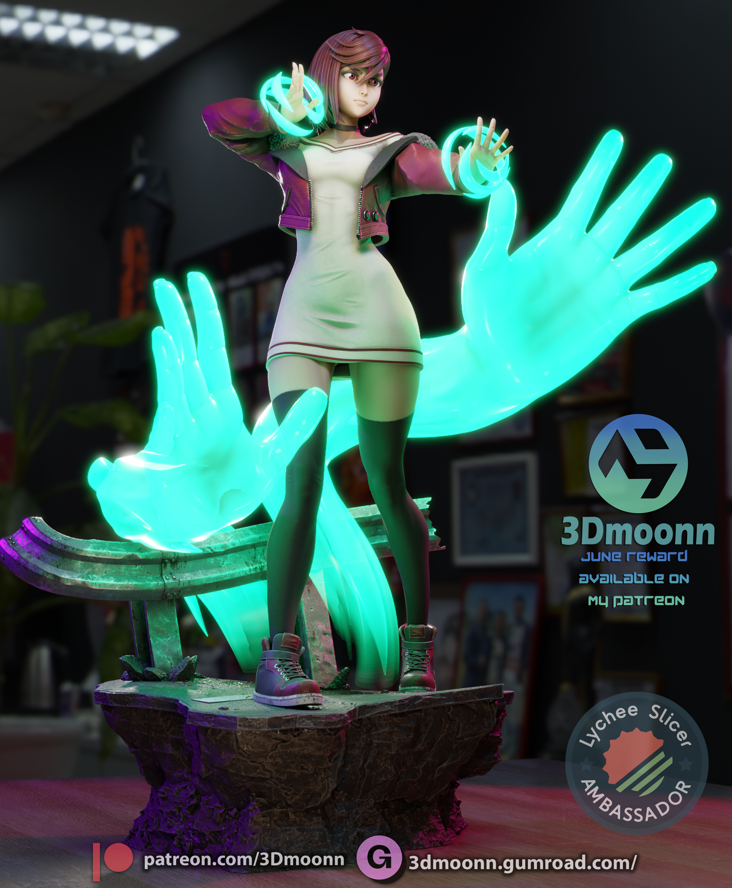 Momo Ayase (Dandadan) - 3d Printed 1:6 model kit (Fan Art)