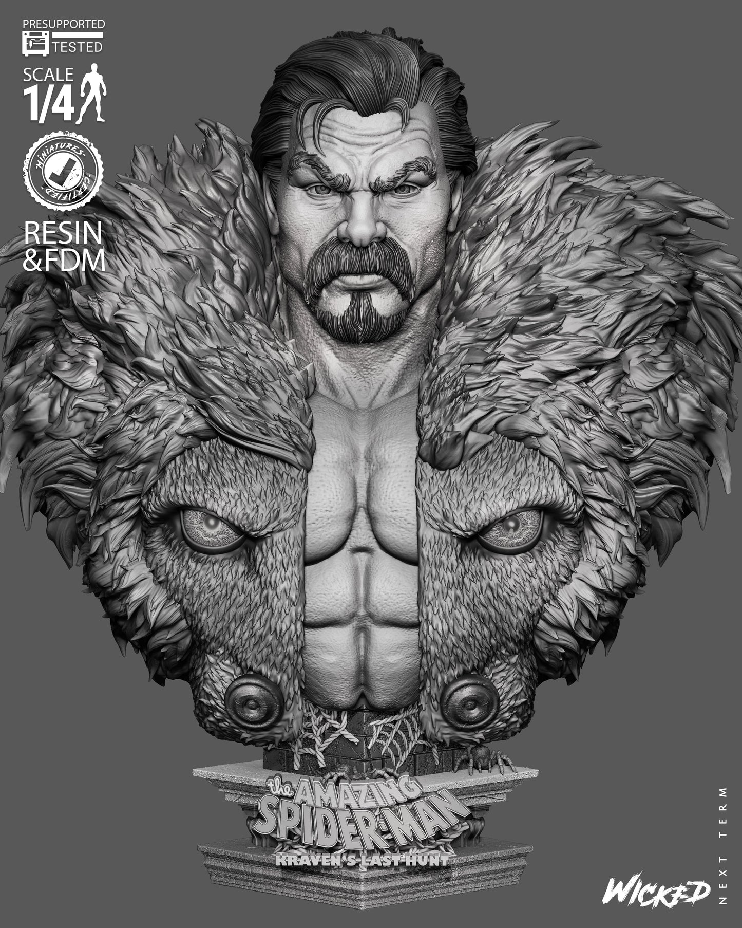 Kraven - 3D Printed Bust Model Kit - 4 Scale & 8 Scale