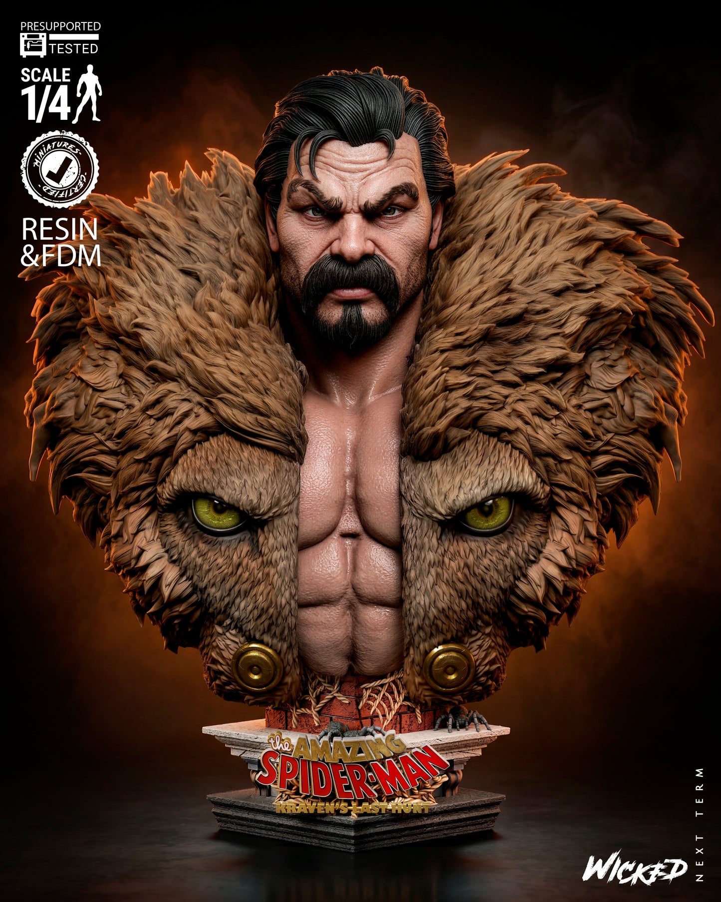Kraven - 3D Printed Bust Model Kit - 4 Scale & 8 Scale