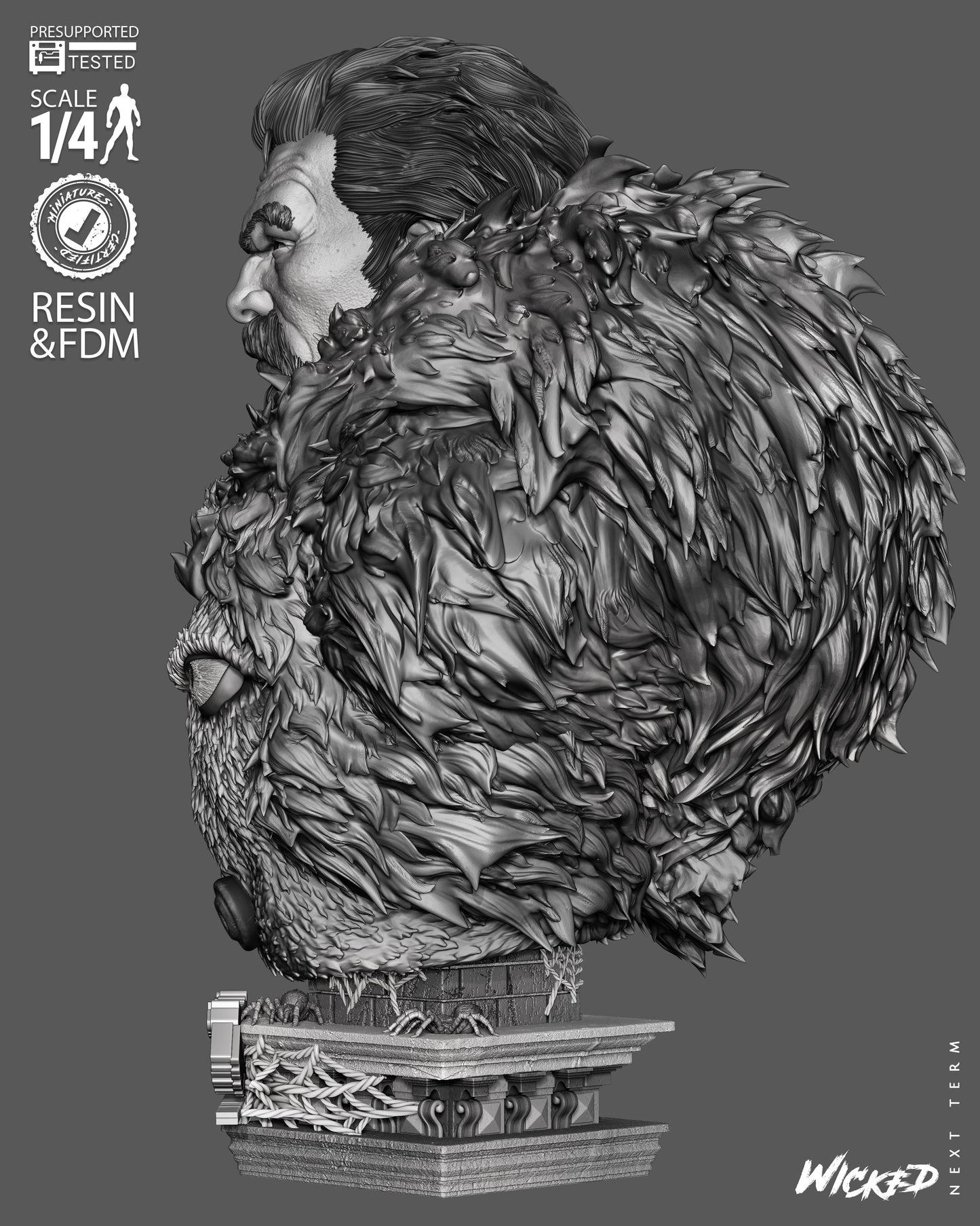 Kraven - 3D Printed Bust Model Kit - 4 Scale & 8 Scale