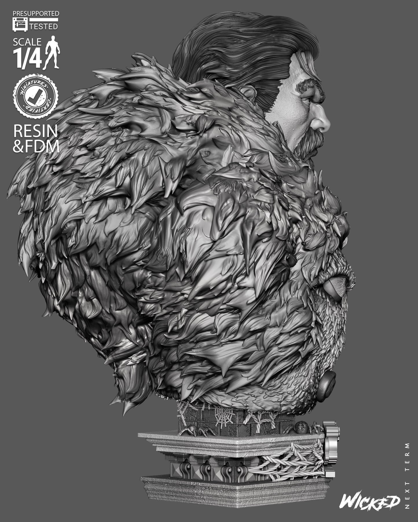 Kraven - 3D Printed Bust Model Kit - 4 Scale & 8 Scale