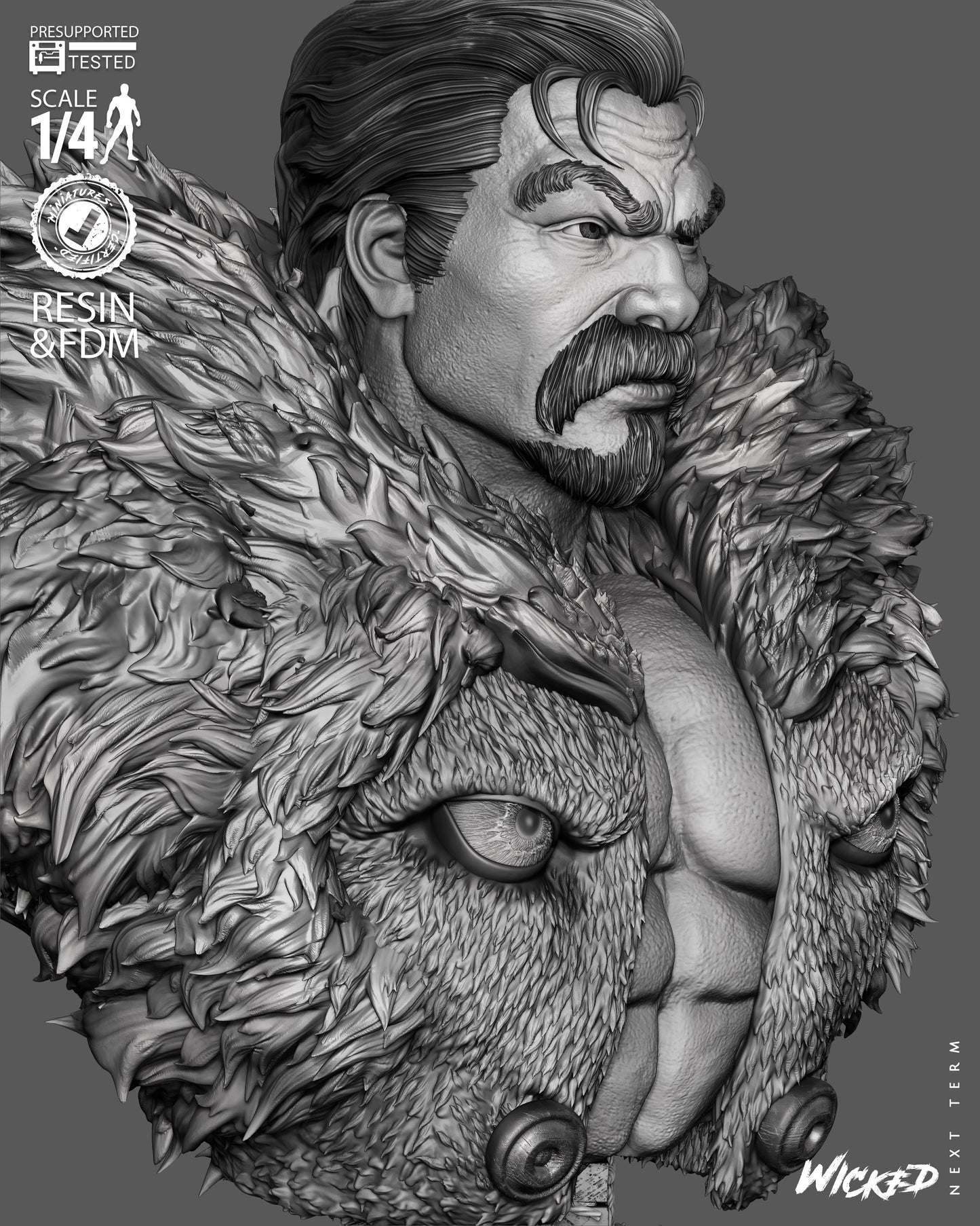 Kraven - 3D Printed Bust Model Kit - 4 Scale & 8 Scale