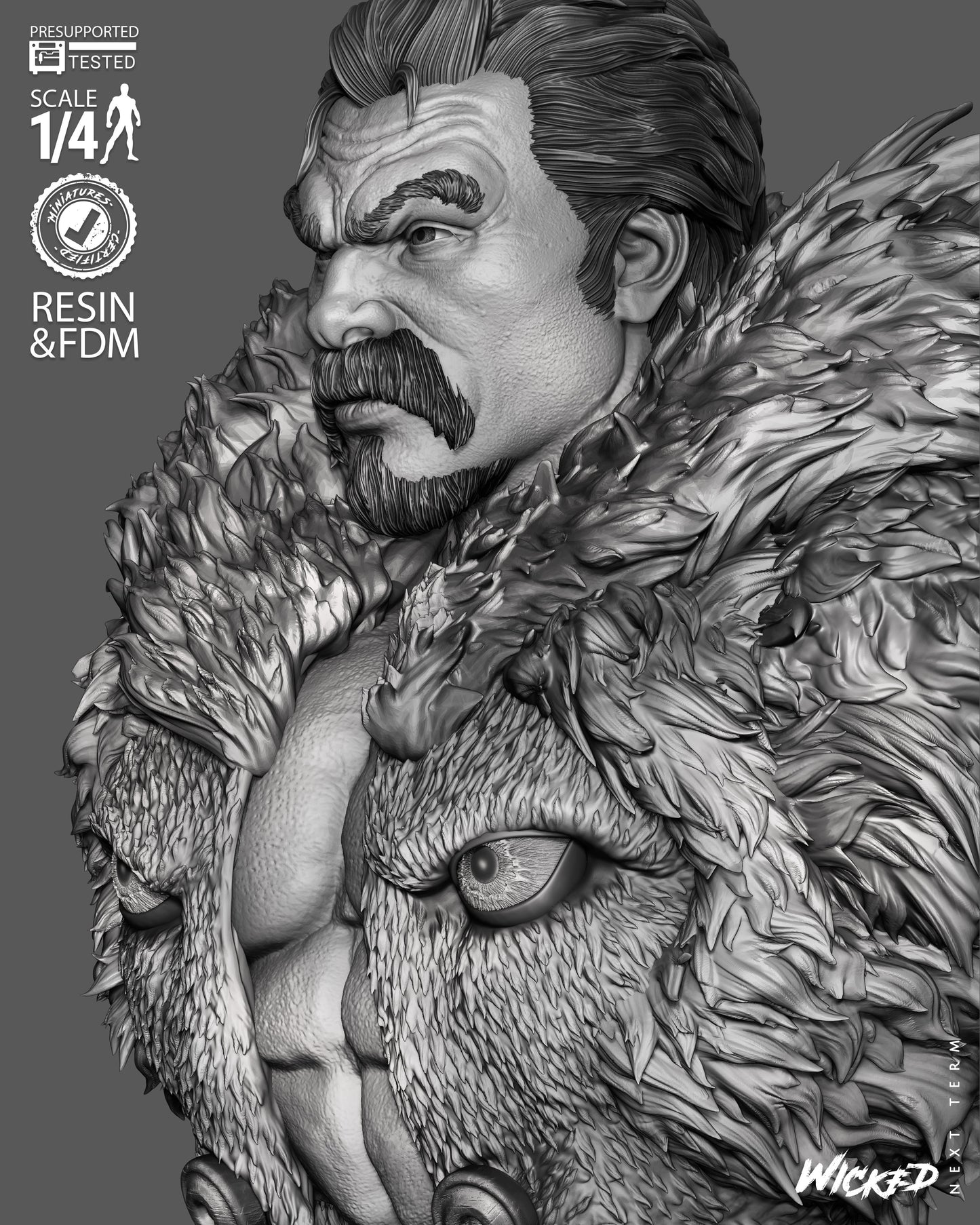 Kraven - 3D Printed Bust Model Kit - 4 Scale & 8 Scale