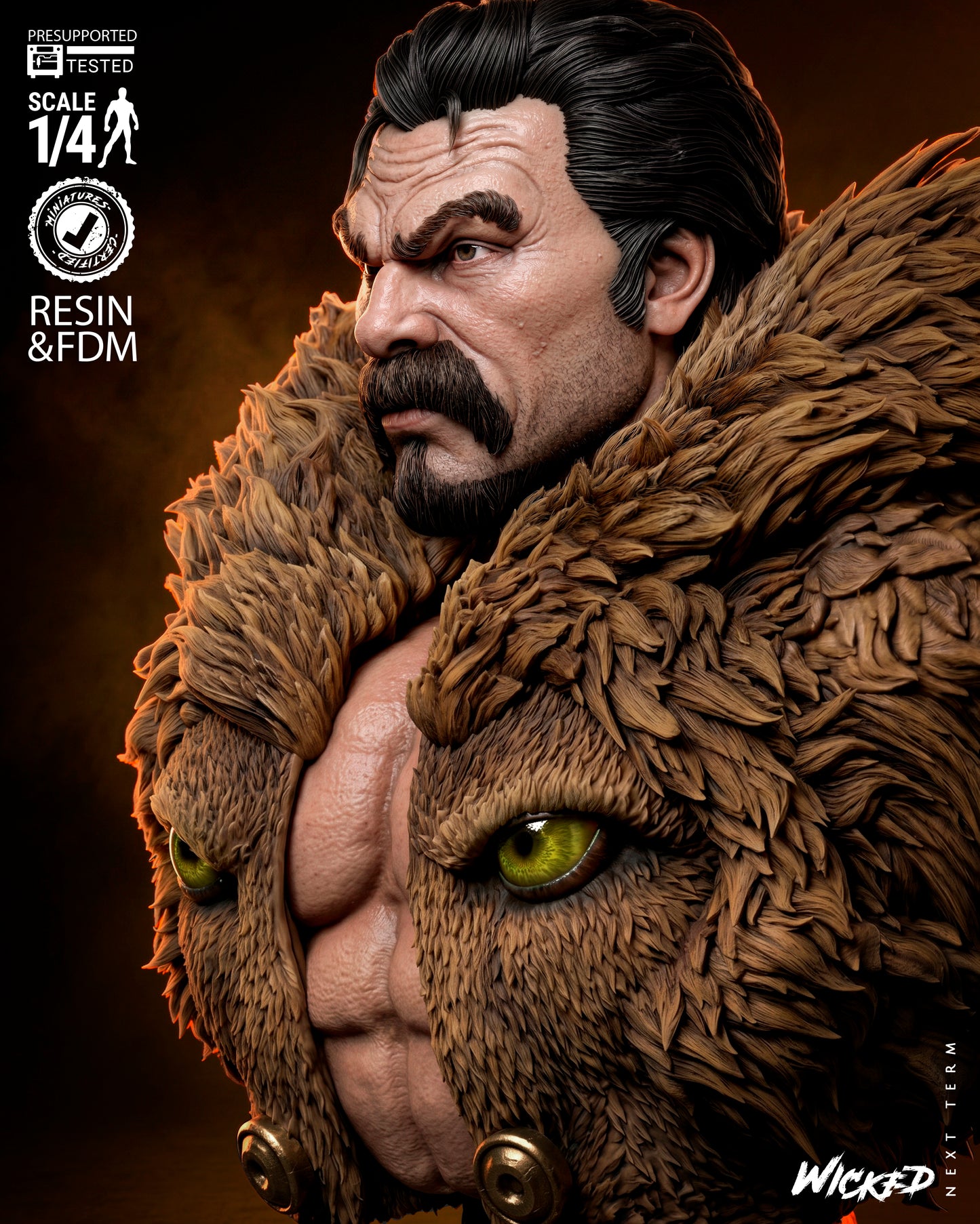 Kraven - 3D Printed Bust Model Kit - 4 Scale & 8 Scale