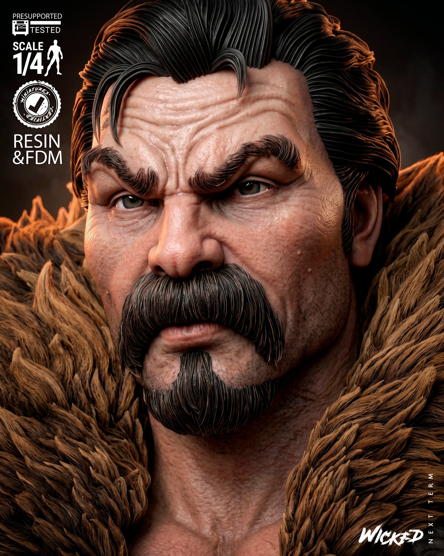 Kraven - 3D Printed Bust Model Kit - 4 Scale & 8 Scale