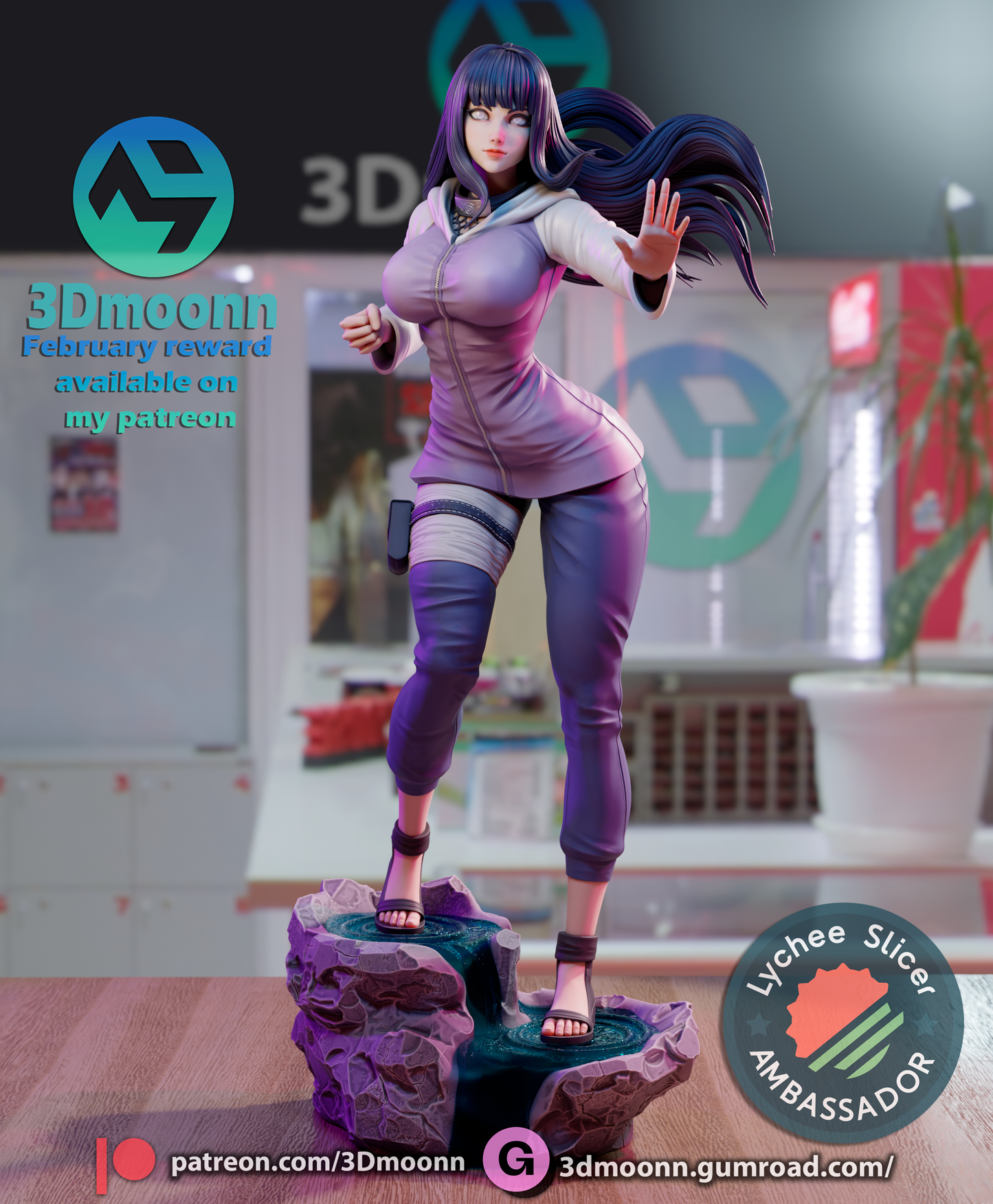 Hinata Hyuga (Naruto) - 3d Printed 1:6 model kit (Fan Art)