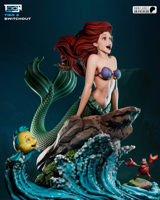 Ariel - Little Mermaid - 3D Printed Statue Model Kit - 6 Scale