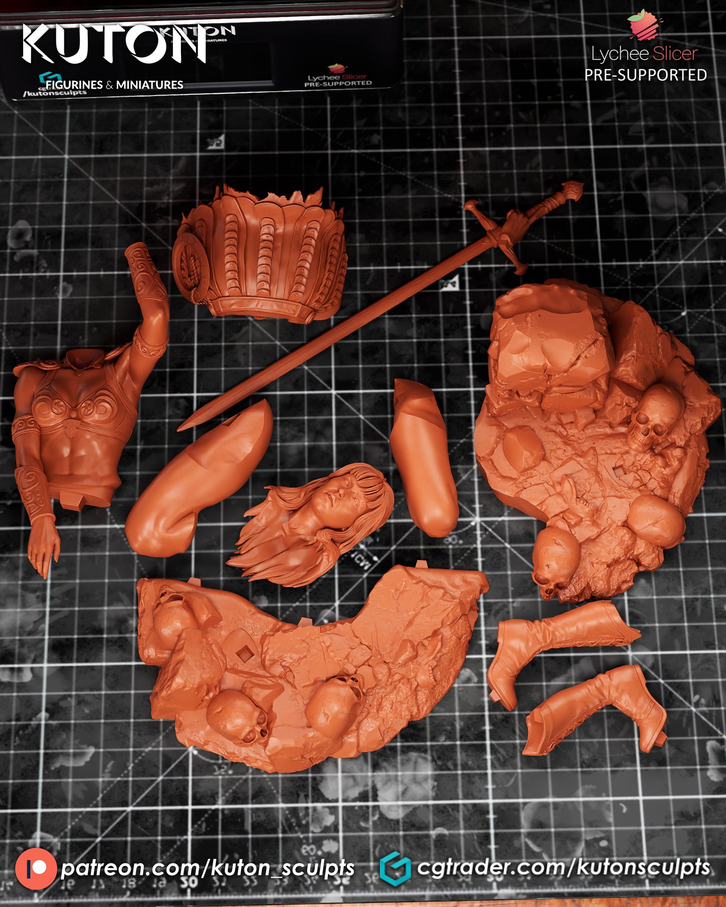 Xena (1:10 Scale) - 3D printed Statue Model Kit - unpainted and unassembled