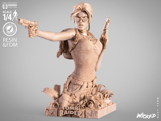 Lara Croft (Fan Art) Bust - 1:8 and 1:4 scale 3d Printed Model Kit