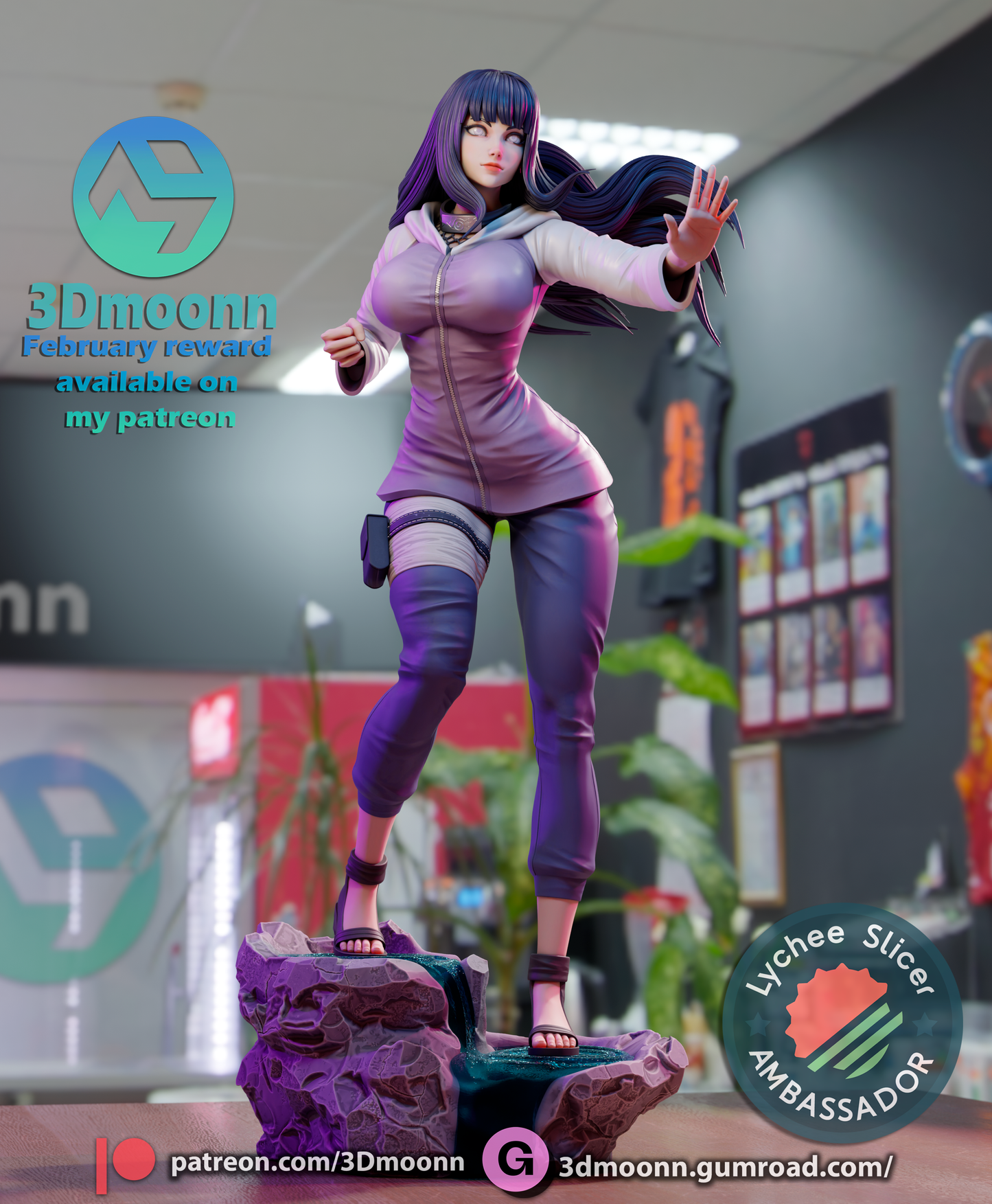 Hinata Hyuga (Naruto) - 3d Printed 1:6 model kit (Fan Art)