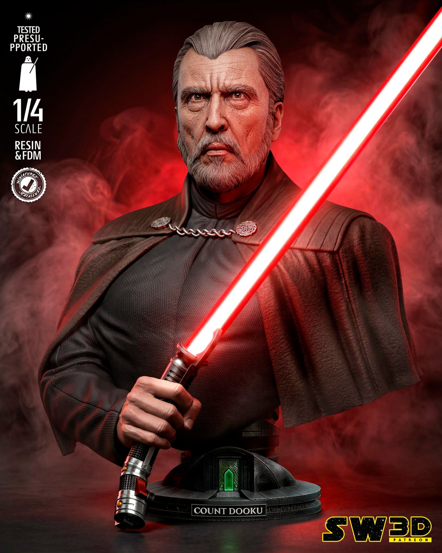 Dooku Bust (Star Wars) - 3D printed model kit (Fan Art)