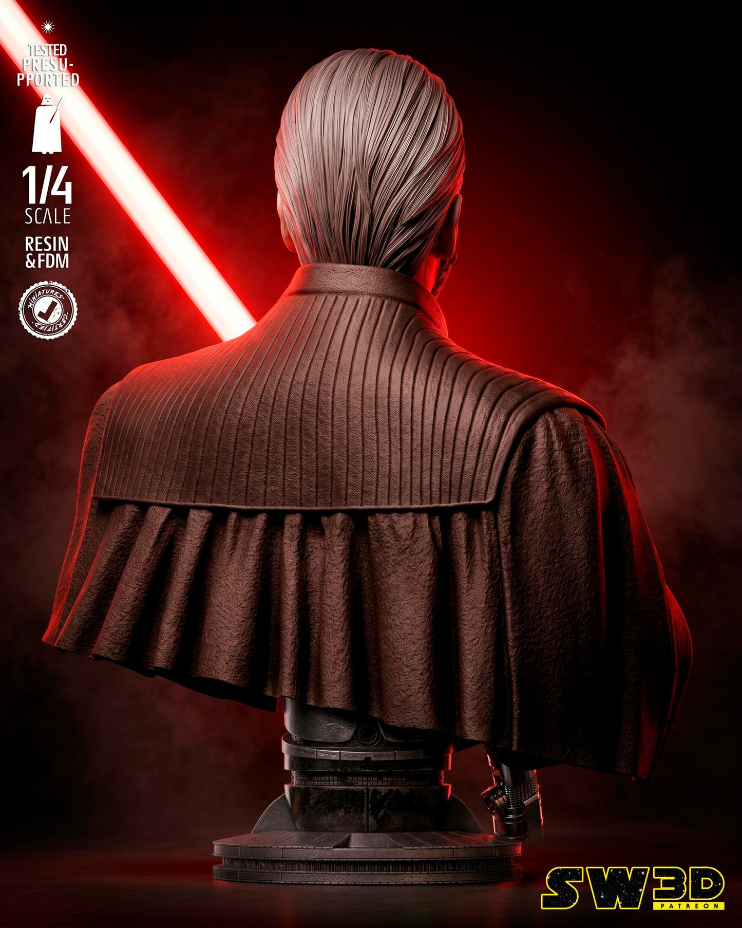 Dooku Bust (Star Wars) - 3D printed model kit (Fan Art)