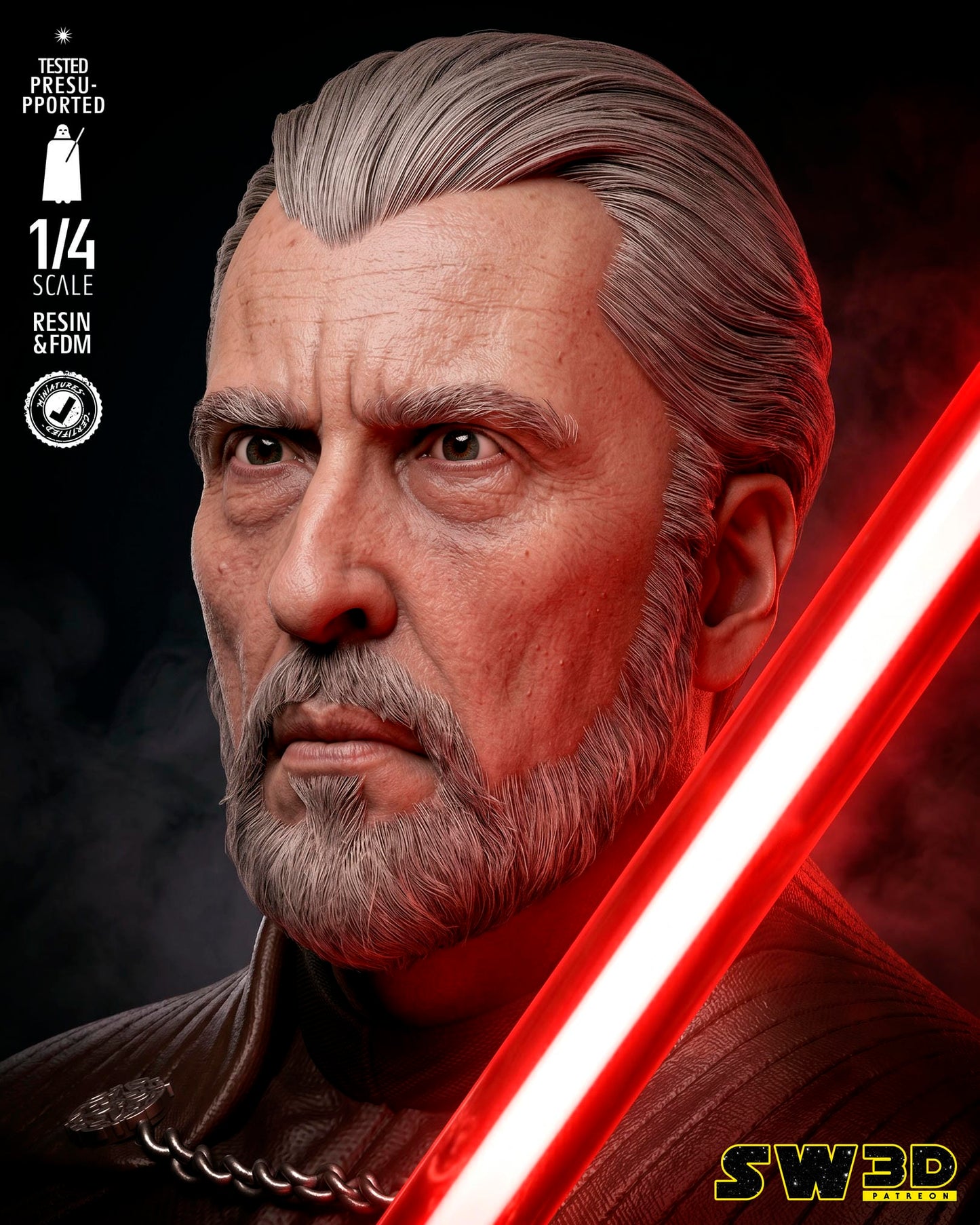 Dooku Bust (Star Wars) - 3D printed model kit (Fan Art)