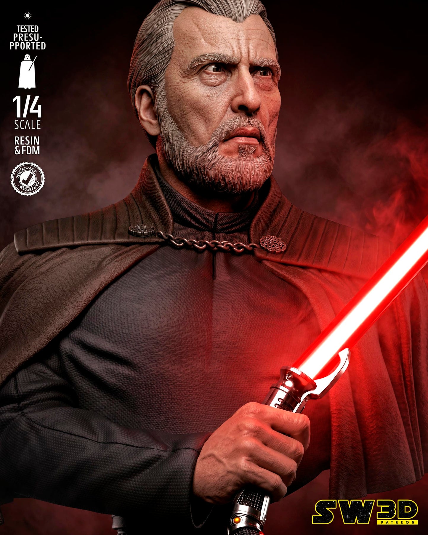 Dooku Bust (Star Wars) - 3D printed model kit (Fan Art)