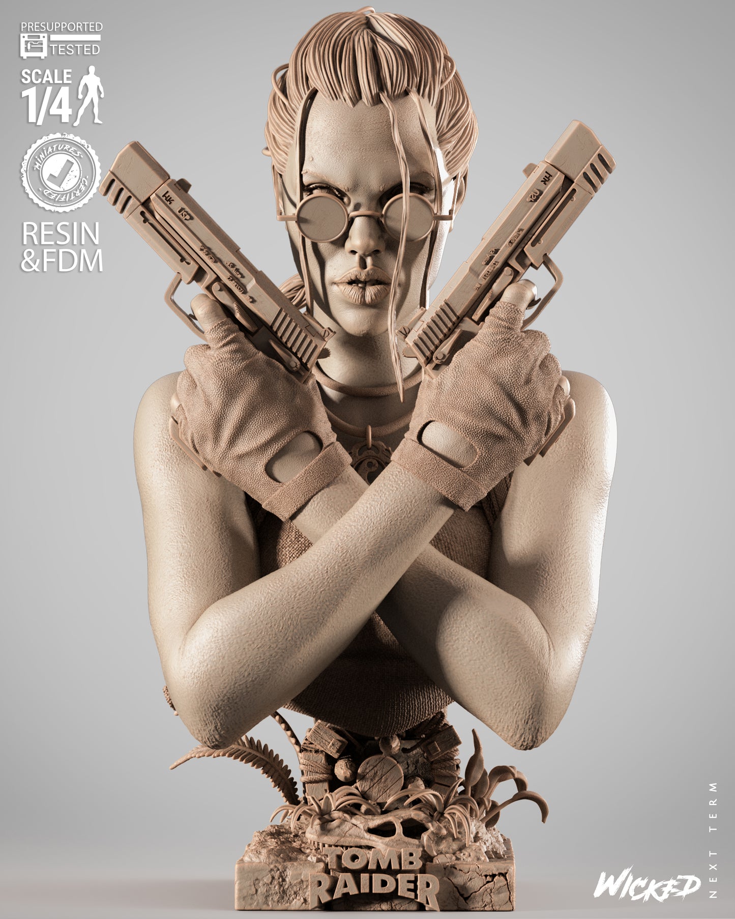 Lara Croft (Fan Art) Portrait - 1:8 and 1:4 scale 3d Printed Model Kit
