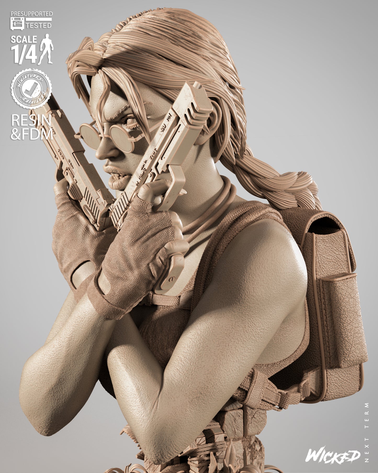 Lara Croft (Fan Art) Portrait - 1:8 and 1:4 scale 3d Printed Model Kit