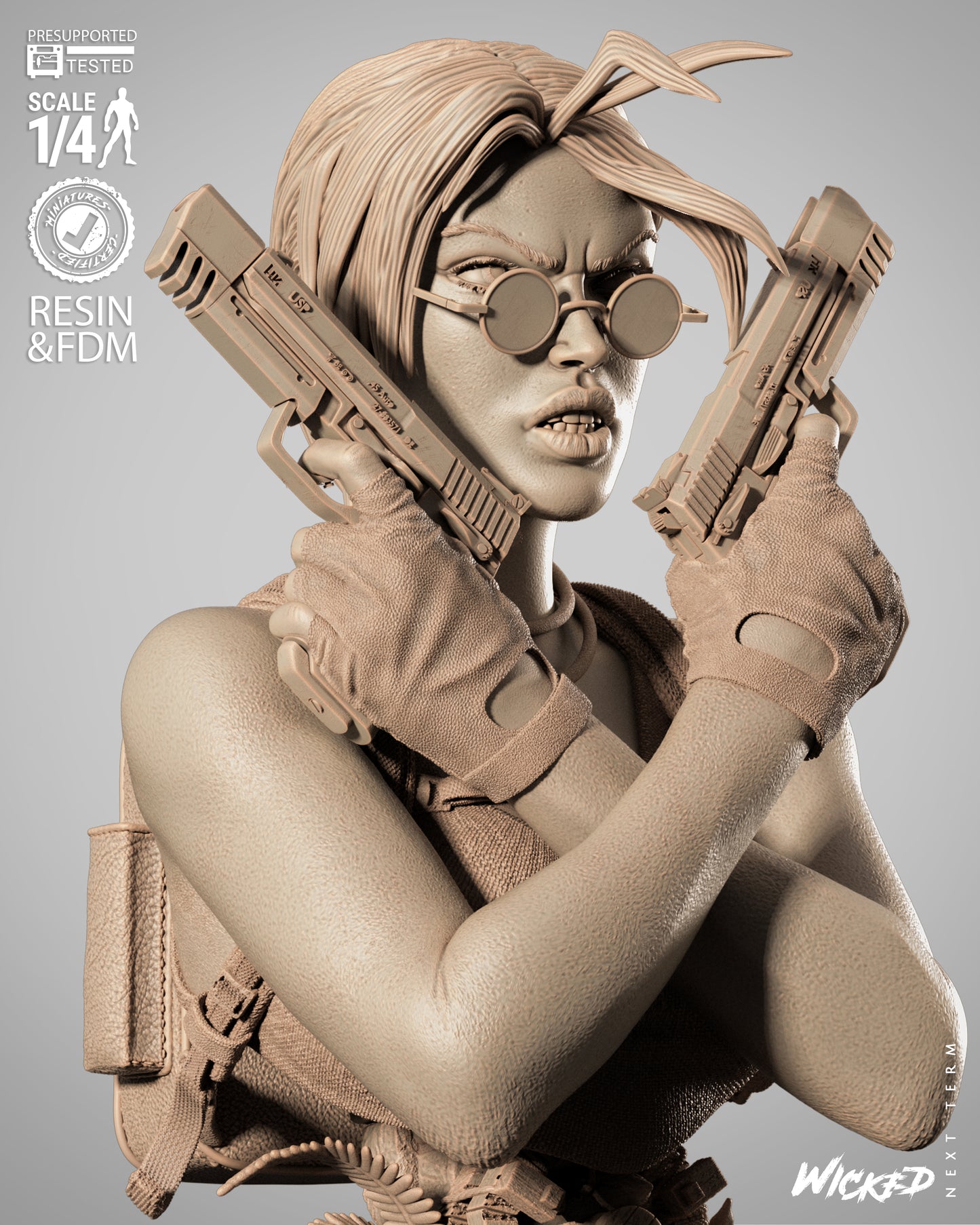 Lara Croft (Fan Art) Portrait - 1:8 and 1:4 scale 3d Printed Model Kit