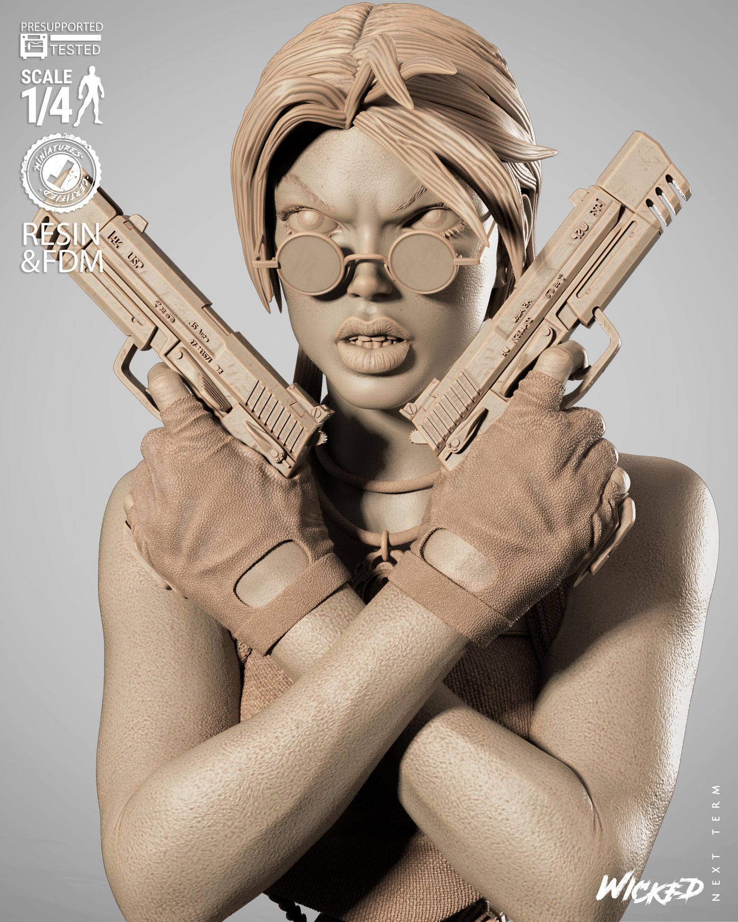 Lara Croft (Fan Art) Portrait - 1:8 and 1:4 scale 3d Printed Model Kit