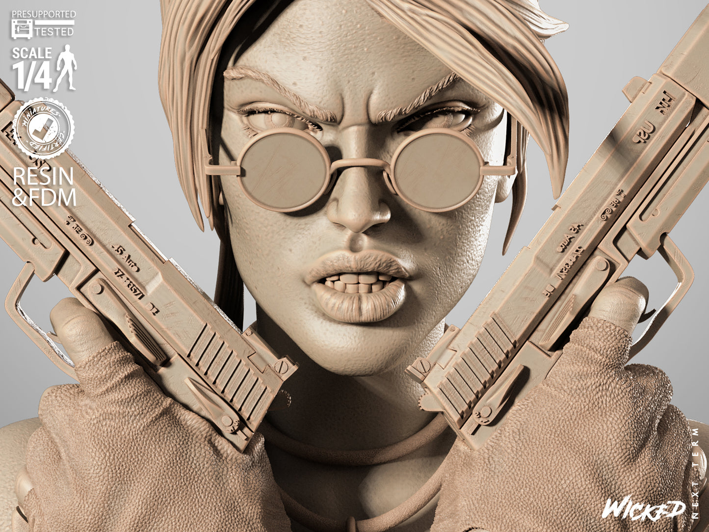 Lara Croft (Fan Art) Portrait - 1:8 and 1:4 scale 3d Printed Model Kit