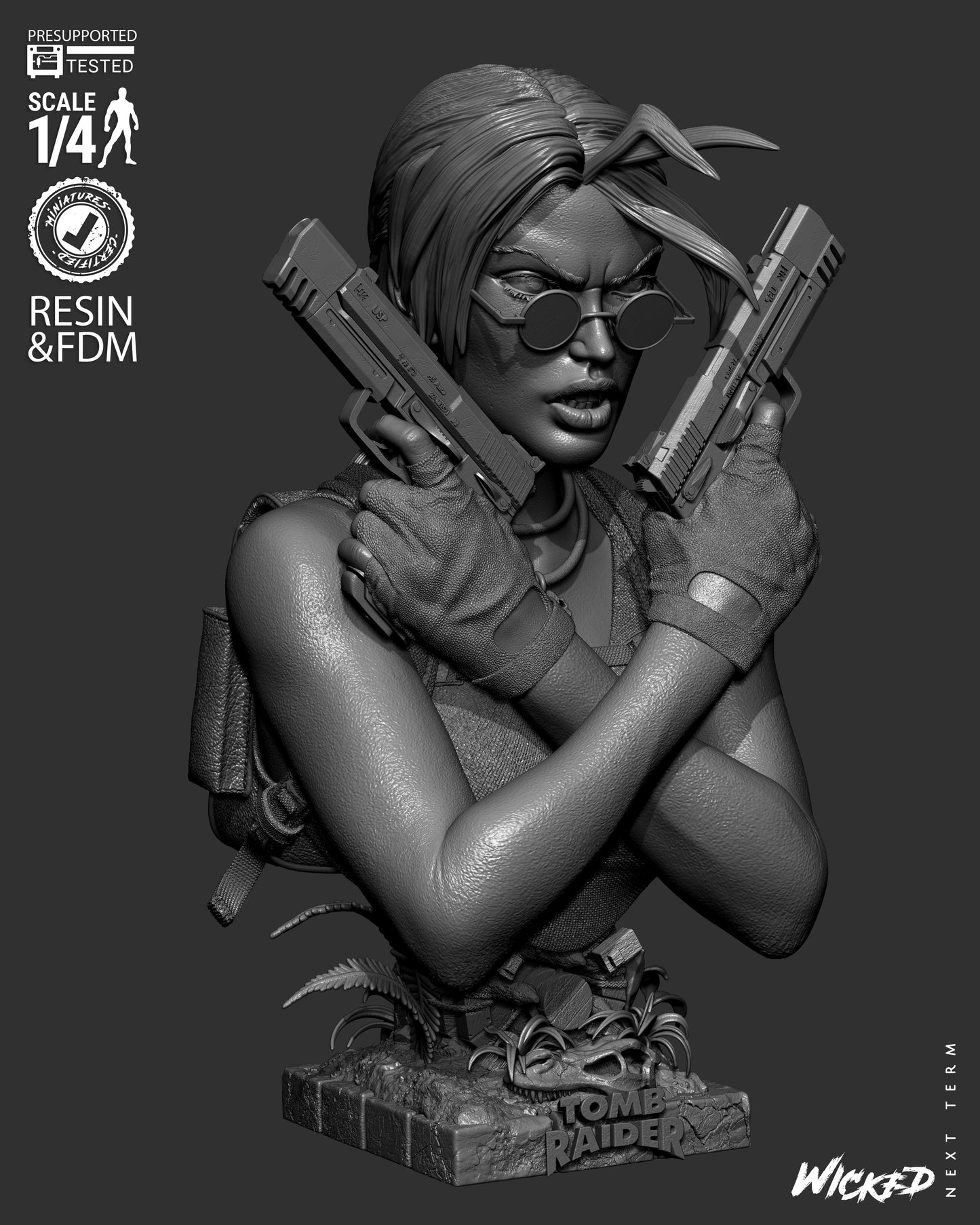 Lara Croft (Fan Art) Portrait - 1:8 and 1:4 scale 3d Printed Model Kit
