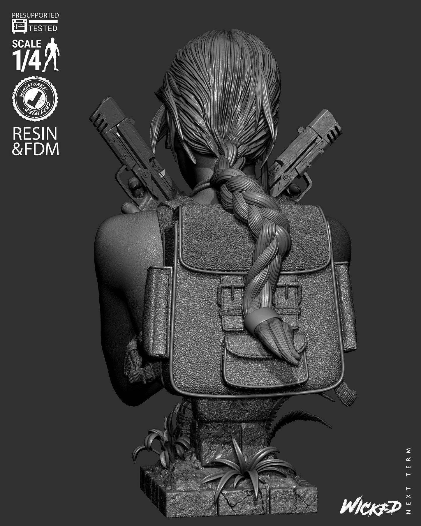 Lara Croft (Fan Art) Portrait - 1:8 and 1:4 scale 3d Printed Model Kit