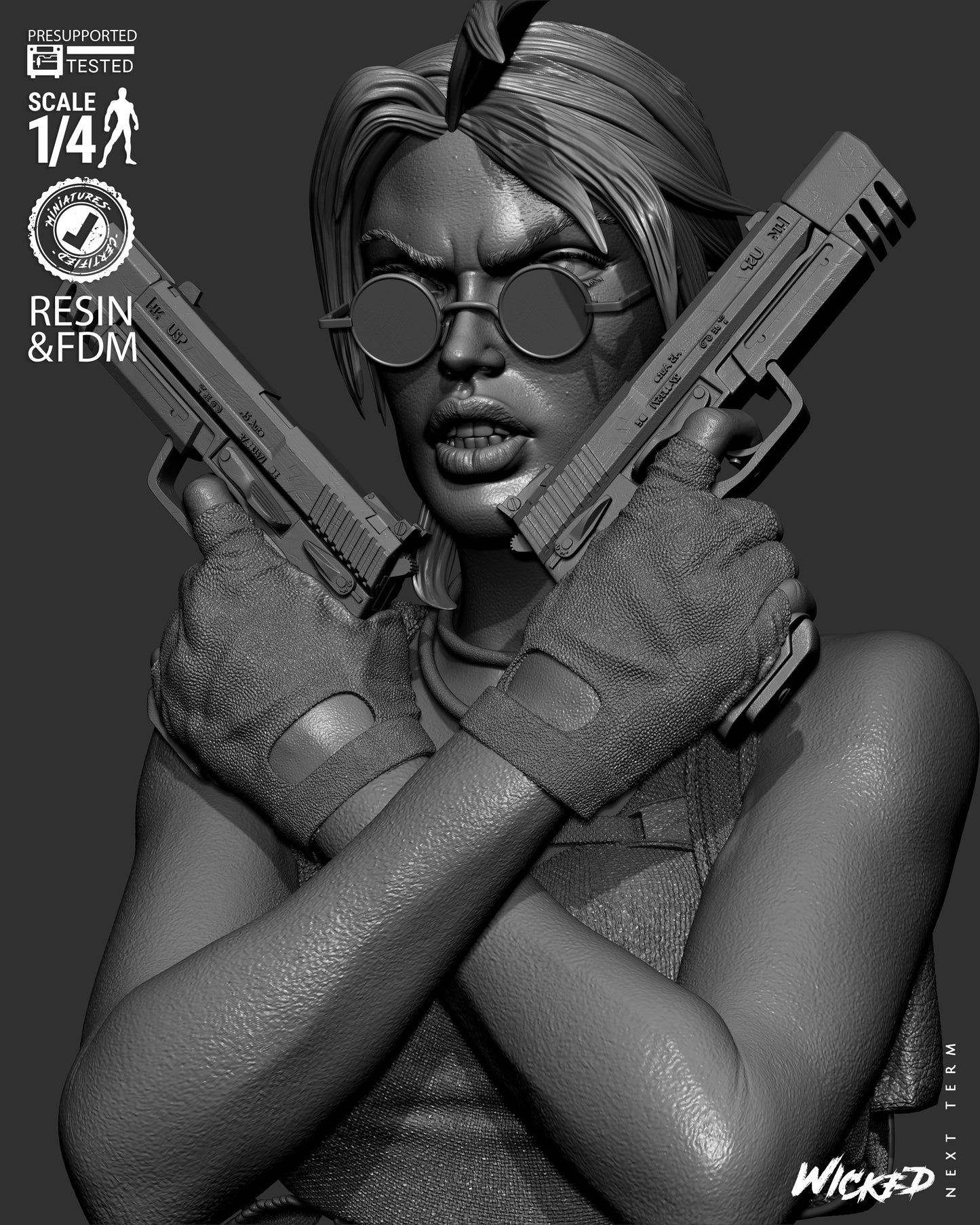 Lara Croft (Fan Art) Portrait - 1:8 and 1:4 scale 3d Printed Model Kit