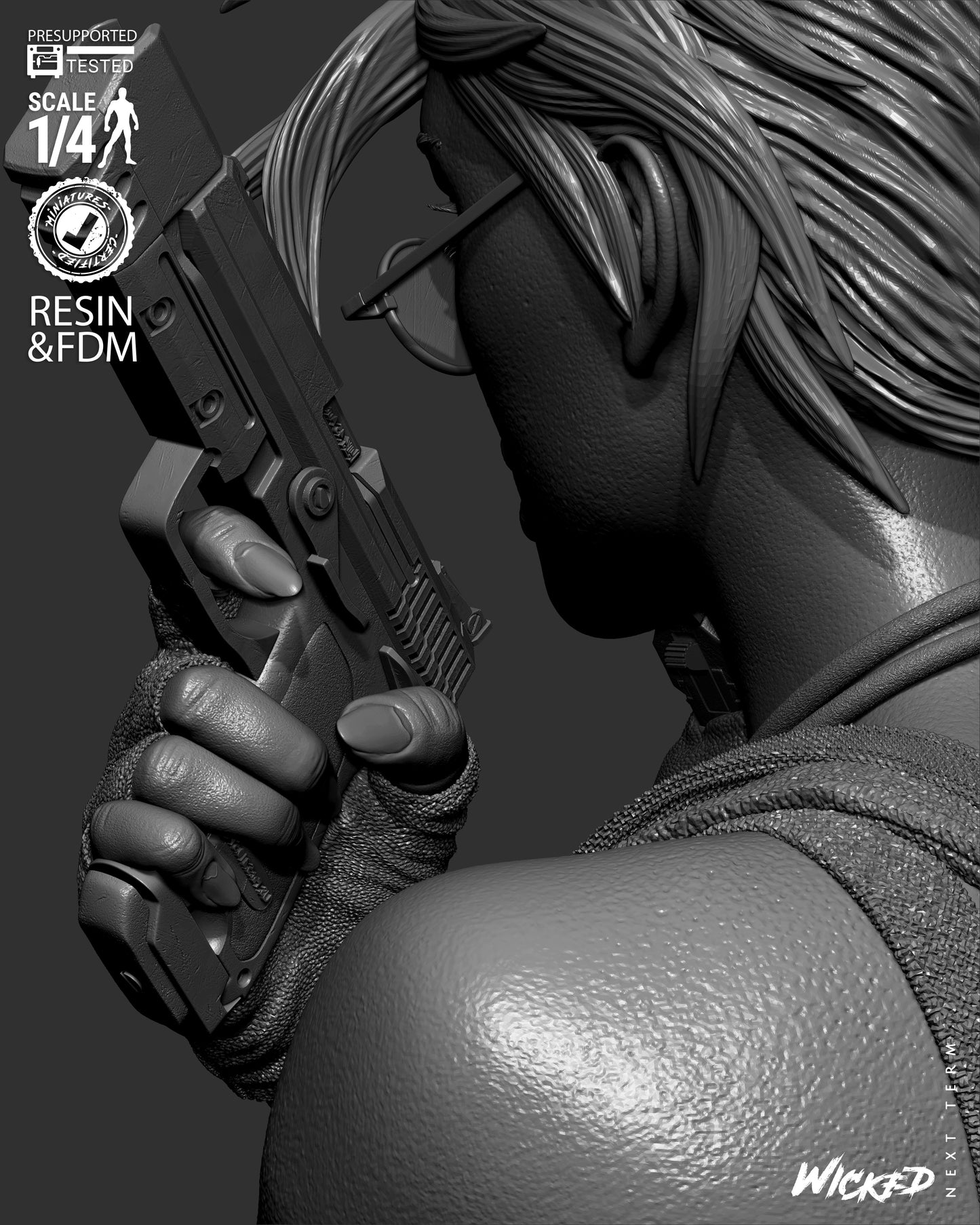 Lara Croft (Fan Art) Portrait - 1:8 and 1:4 scale 3d Printed Model Kit