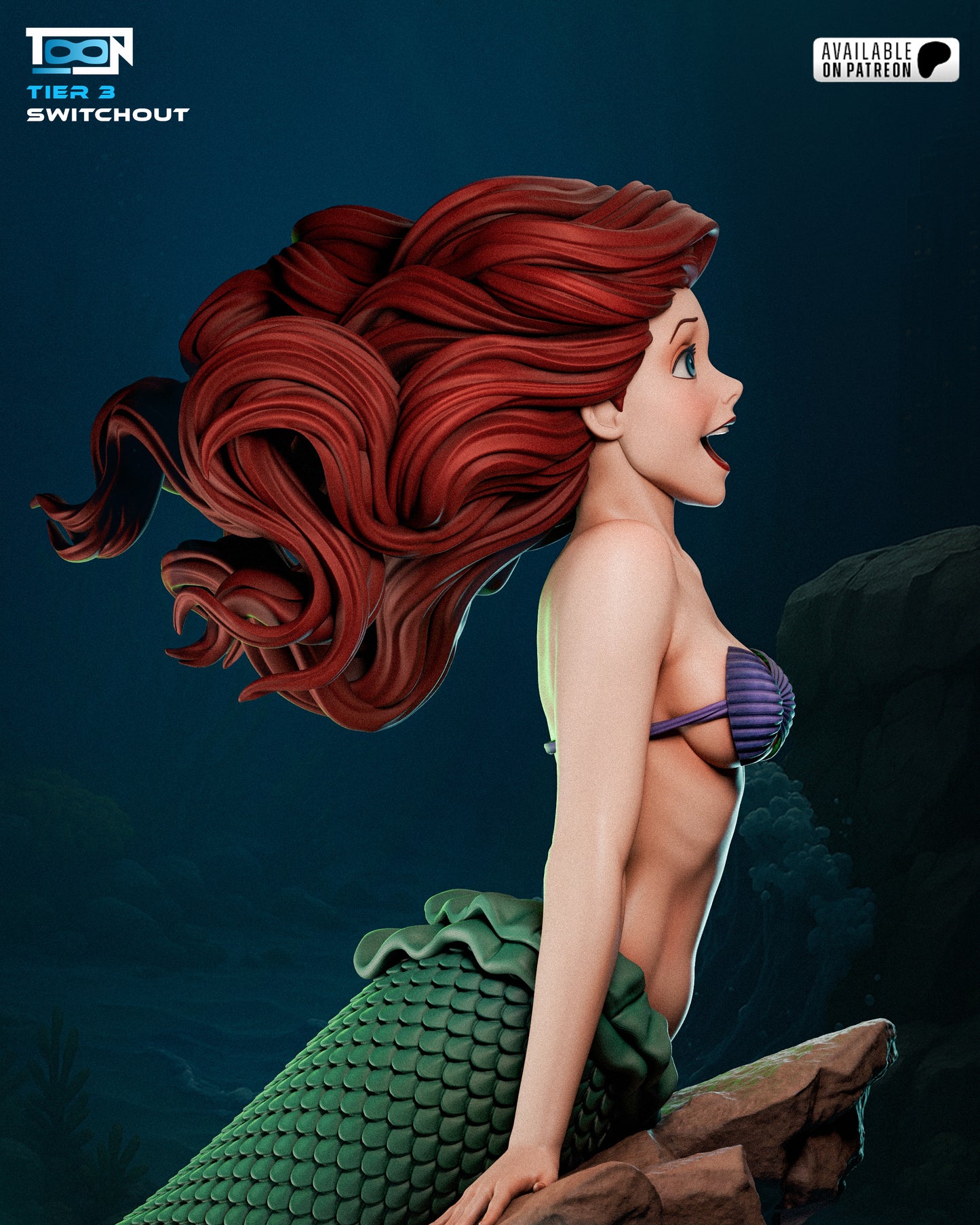 Ariel - Little Mermaid - 3D Printed Statue Model Kit - 6 Scale