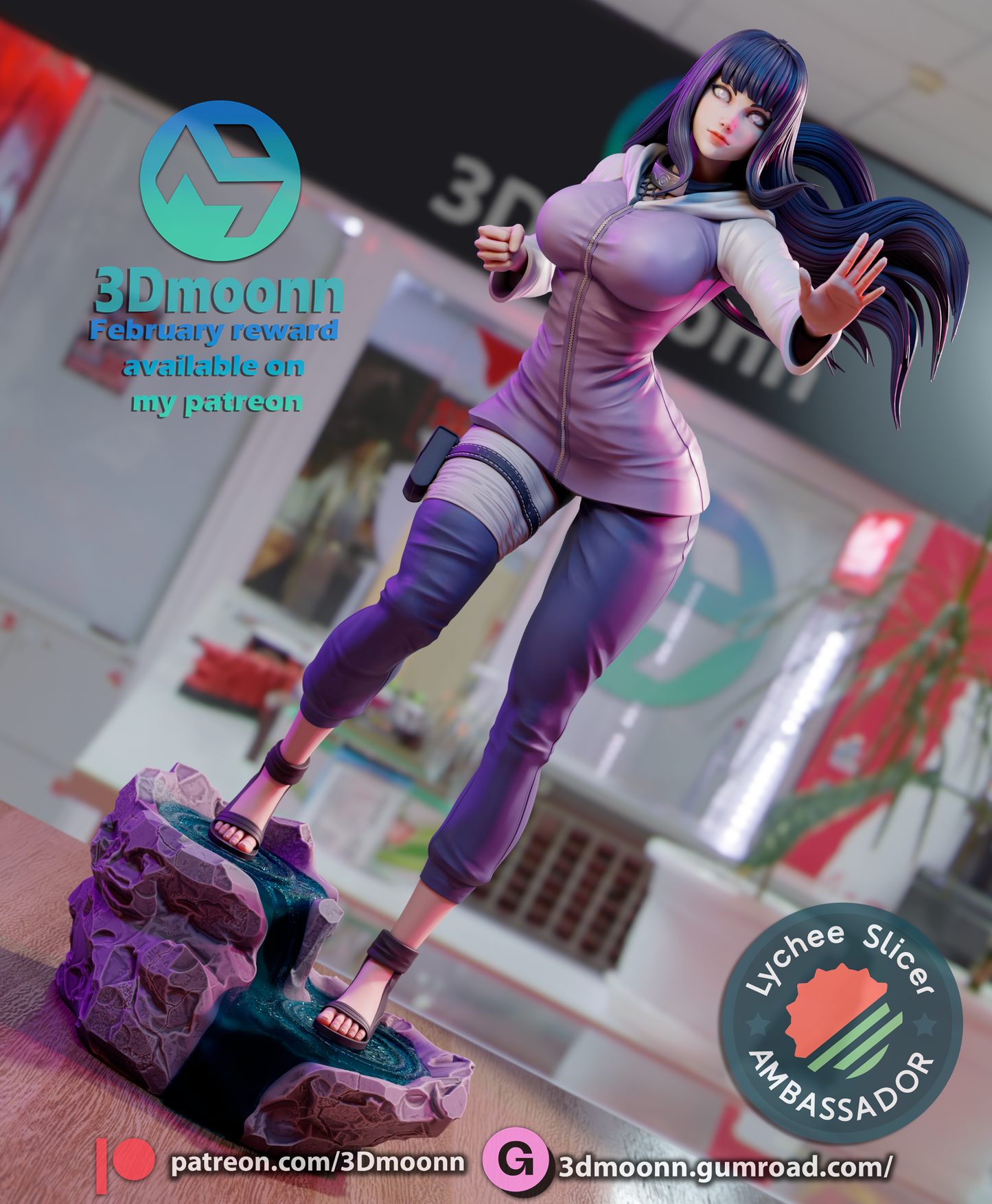 Hinata Hyuga (Naruto) - 3d Printed 1:6 model kit (Fan Art)