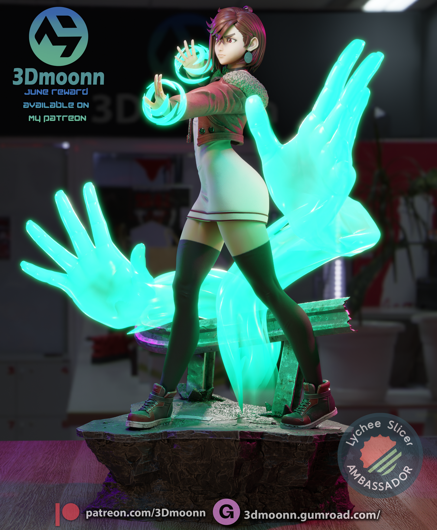 Momo Ayase (Dandadan) - 3d Printed 1:6 model kit (Fan Art)