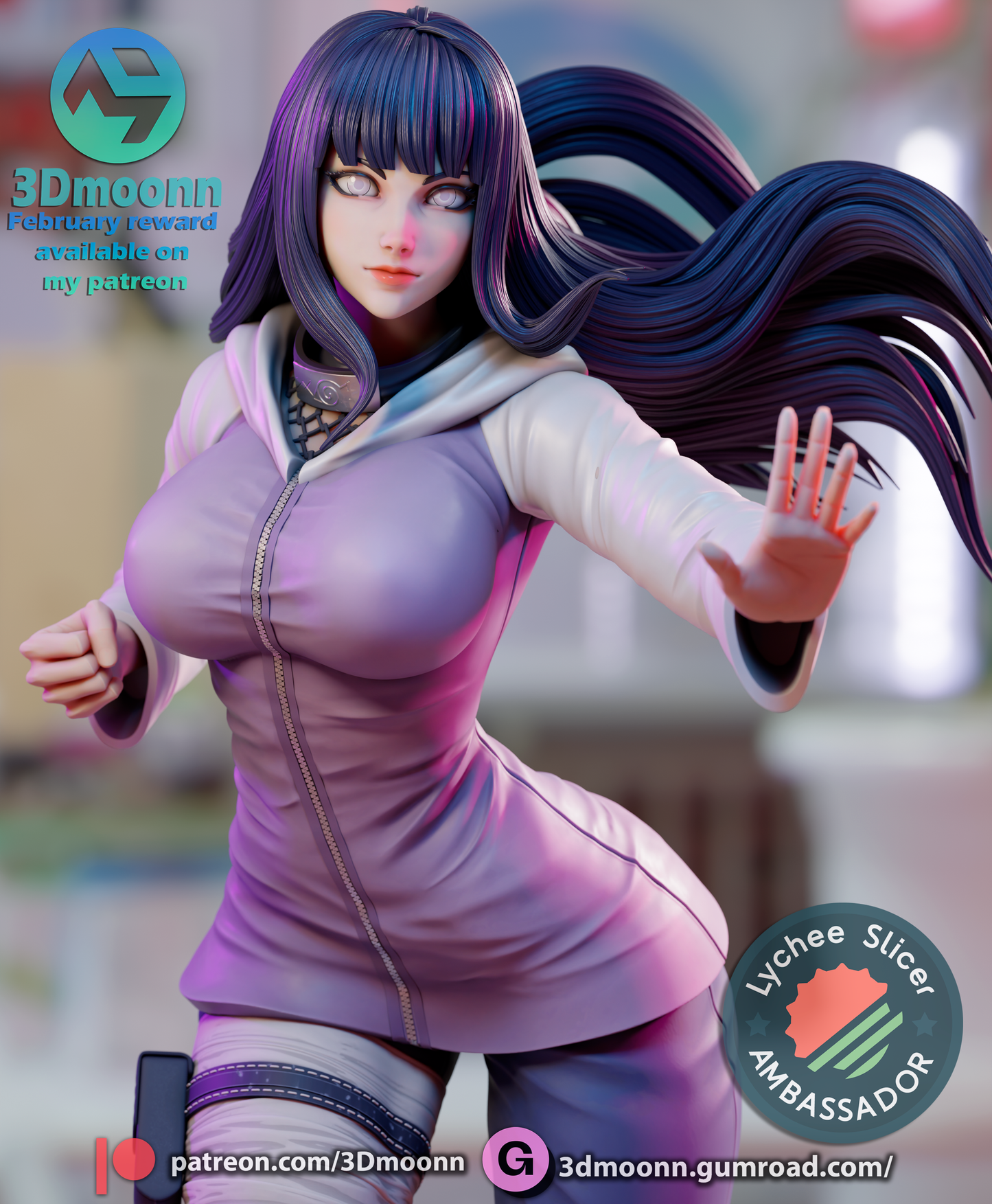 Hinata Hyuga (Naruto) - 3d Printed 1:6 model kit (Fan Art)