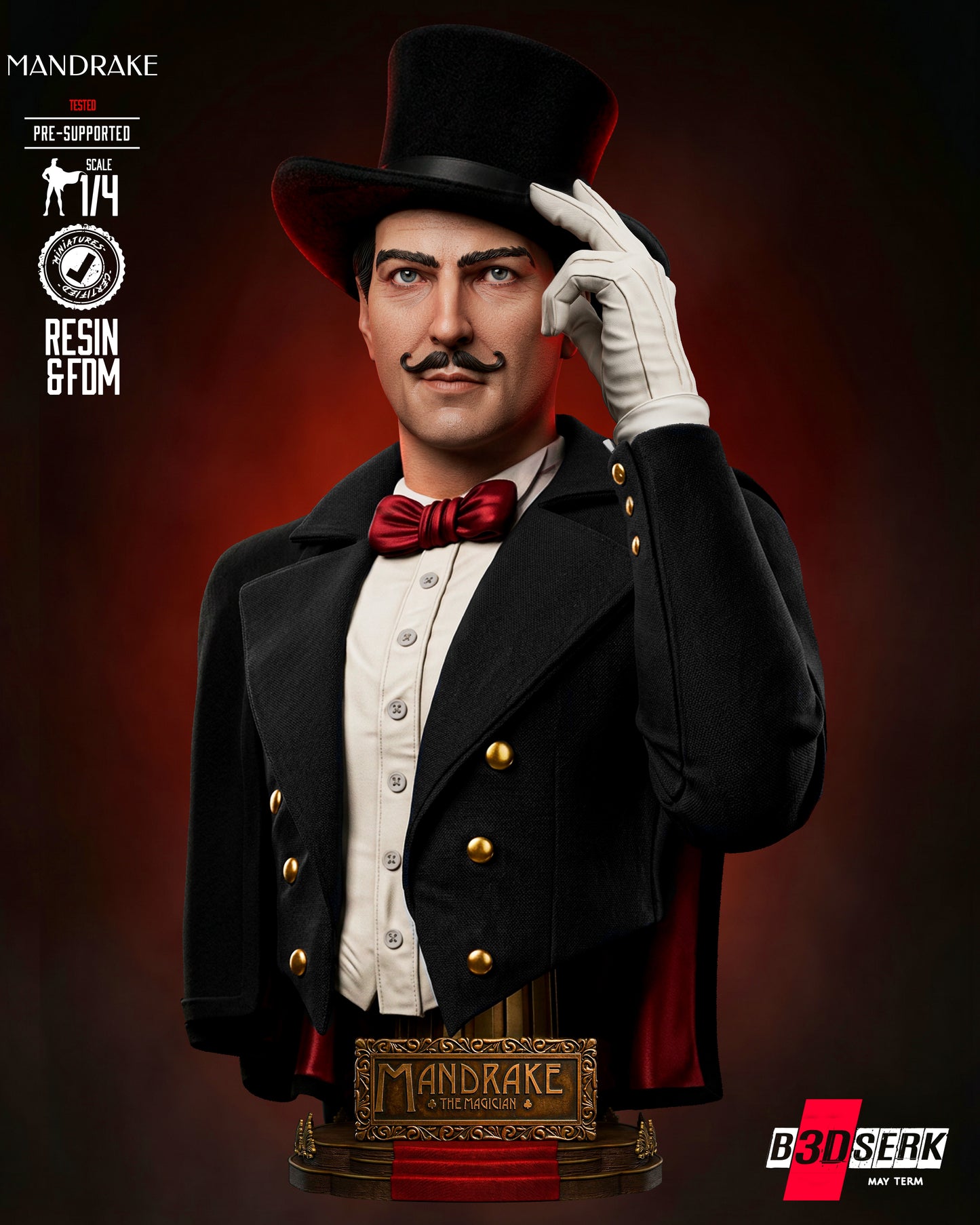Mandrake (Bust) 3D Model Kit - 4 or 8 scale (Fan Art)