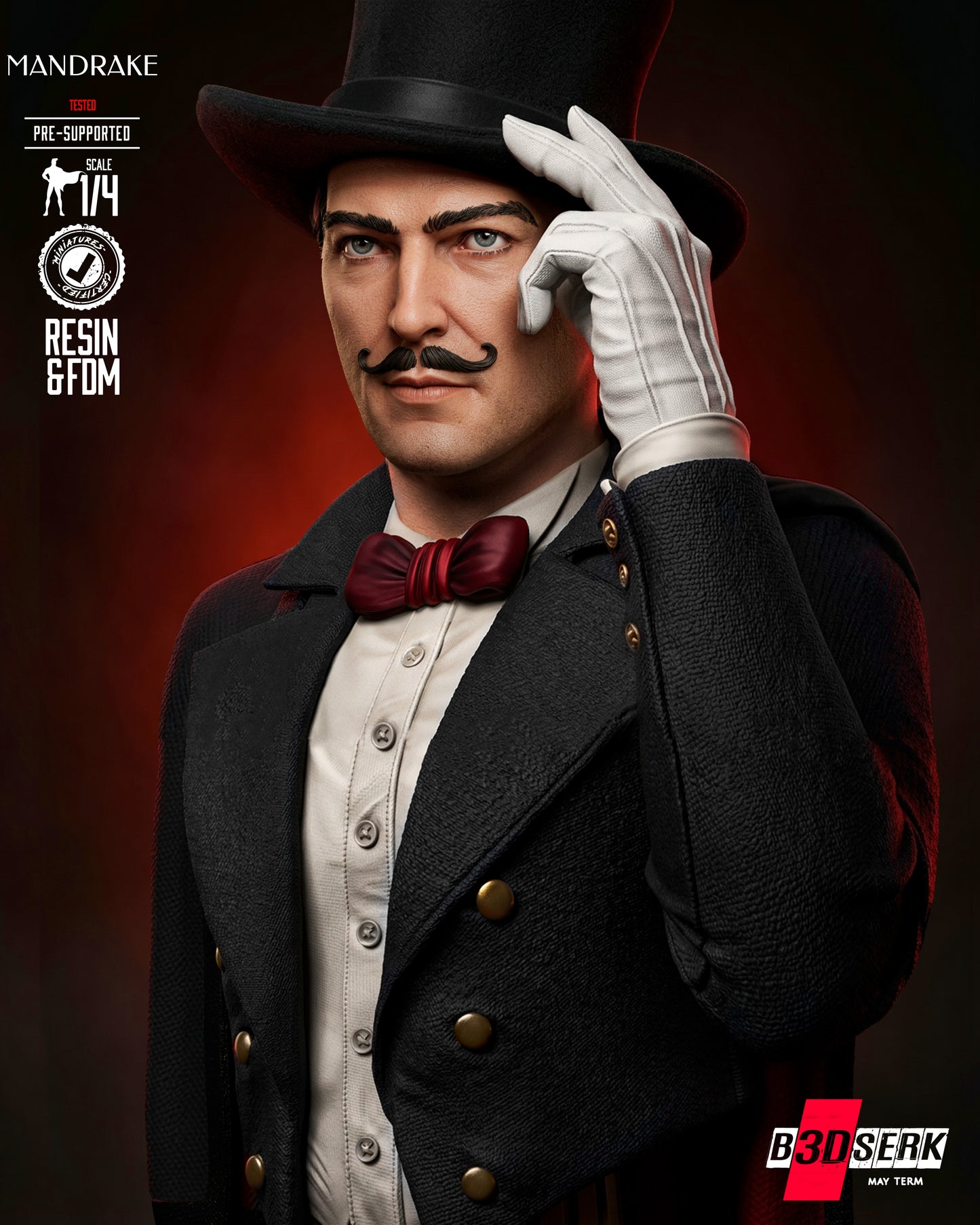 Mandrake (Bust) 3D Model Kit - 4 or 8 scale (Fan Art)