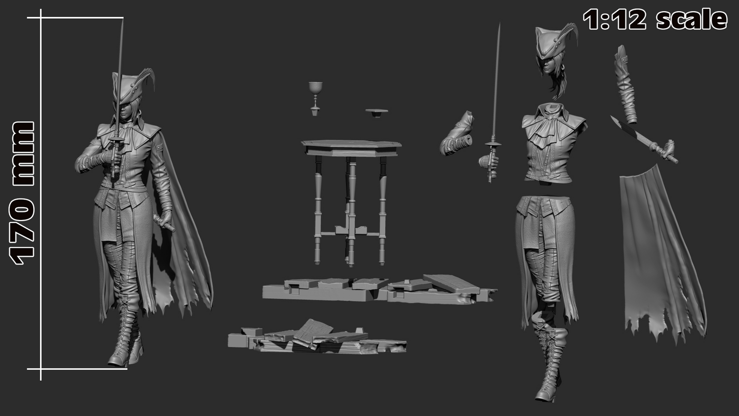 Lady Maria - 3D Printed Statue / Bust - 12 Scale