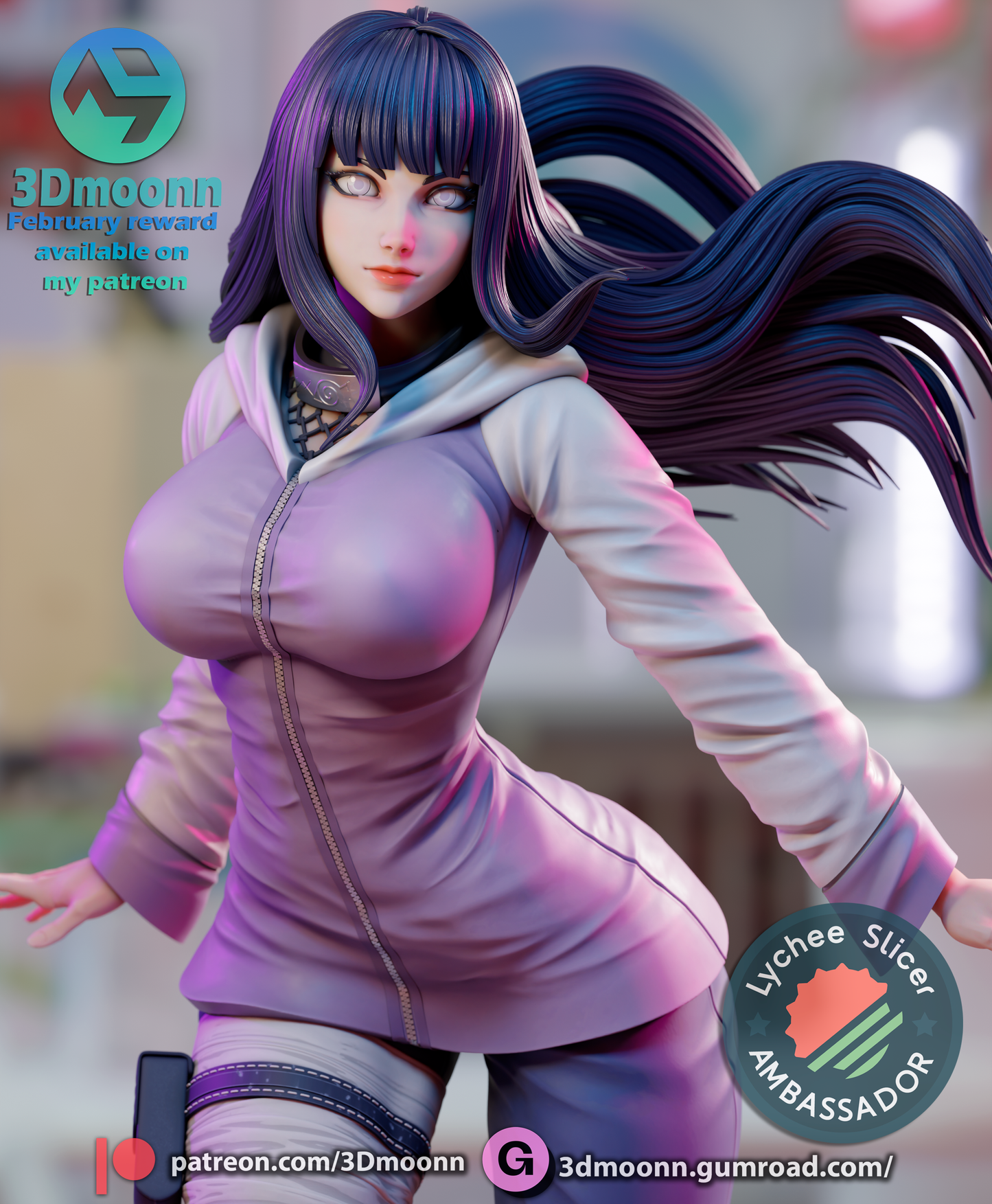Hinata Hyuga (Naruto) - 3d Printed 1:6 model kit (Fan Art)