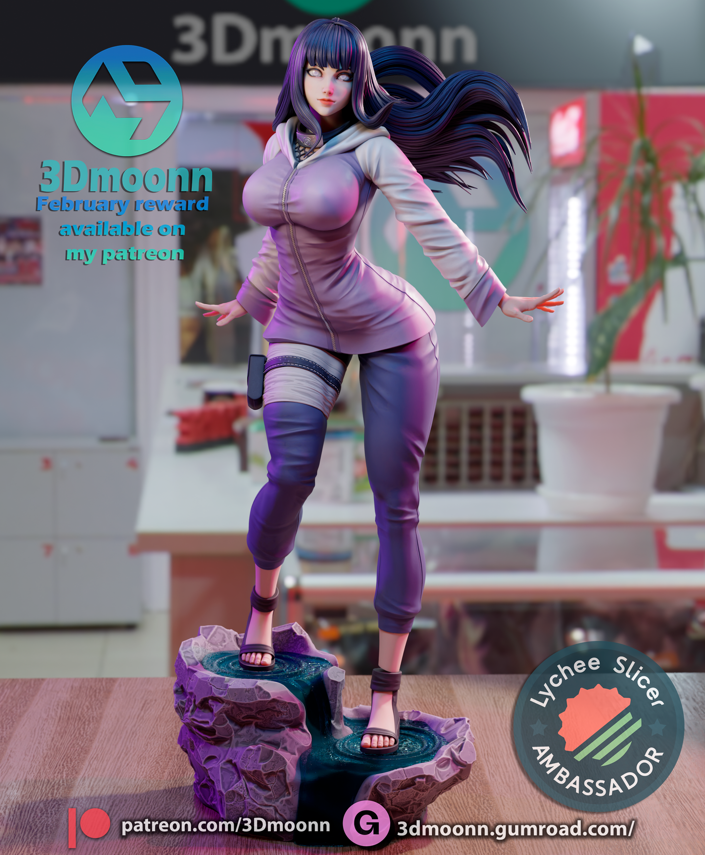 Hinata Hyuga (Naruto) - 3d Printed 1:6 model kit (Fan Art)