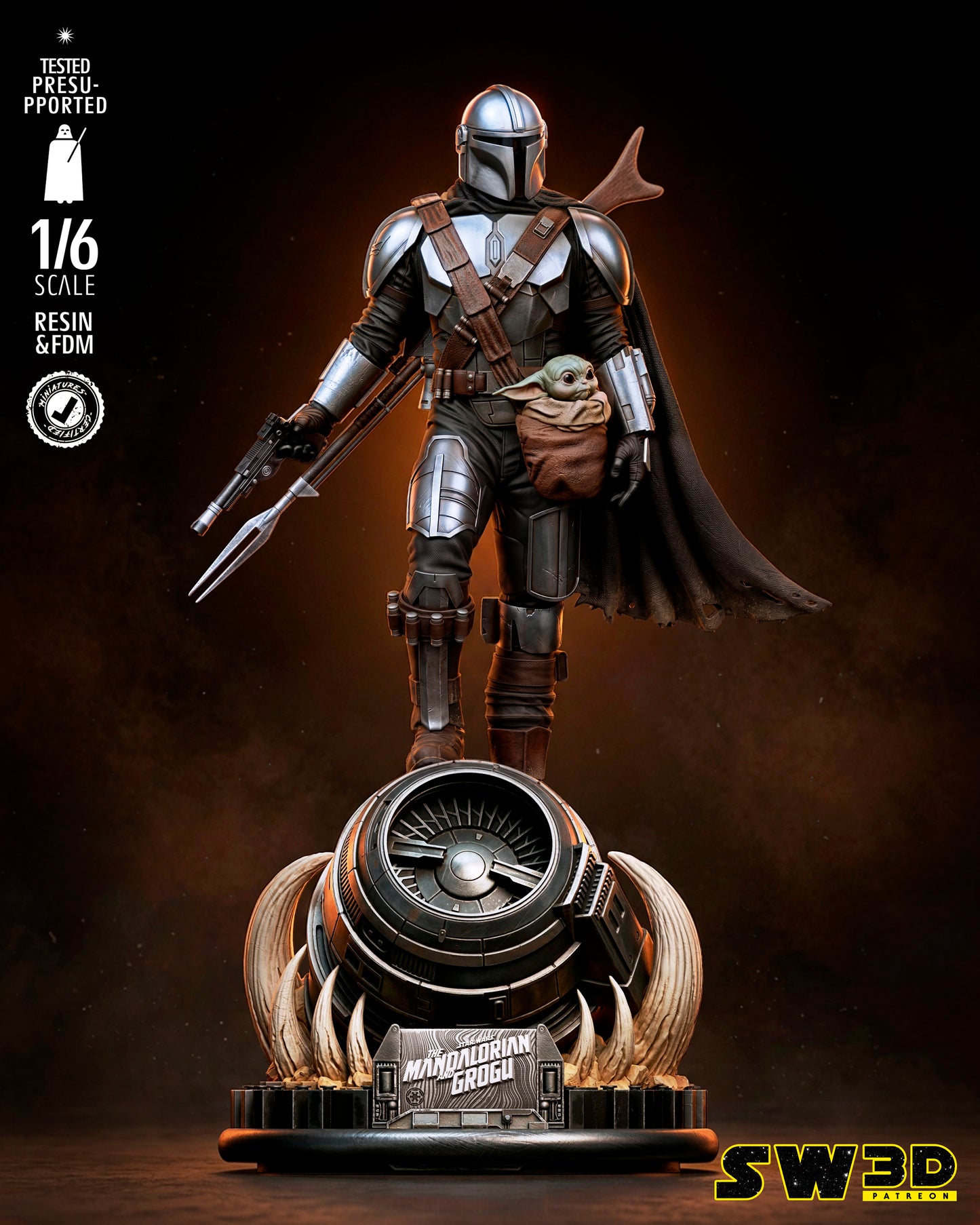 Mandalorian & Grogu (Star Wars) - 3D printed model kit (Fan Art)