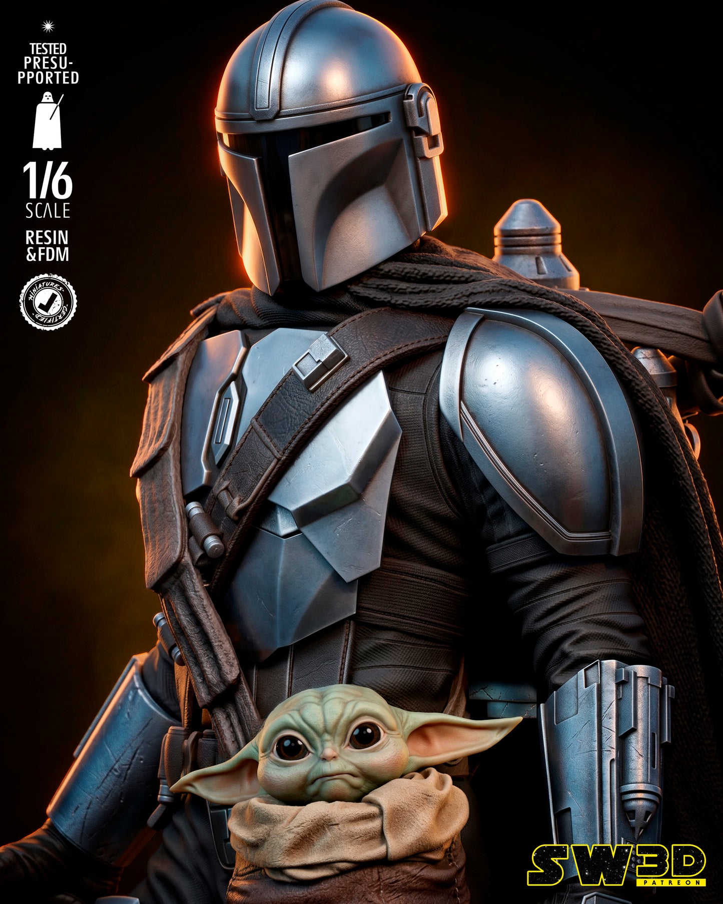 Mandalorian & Grogu (Star Wars) - 3D printed model kit (Fan Art)
