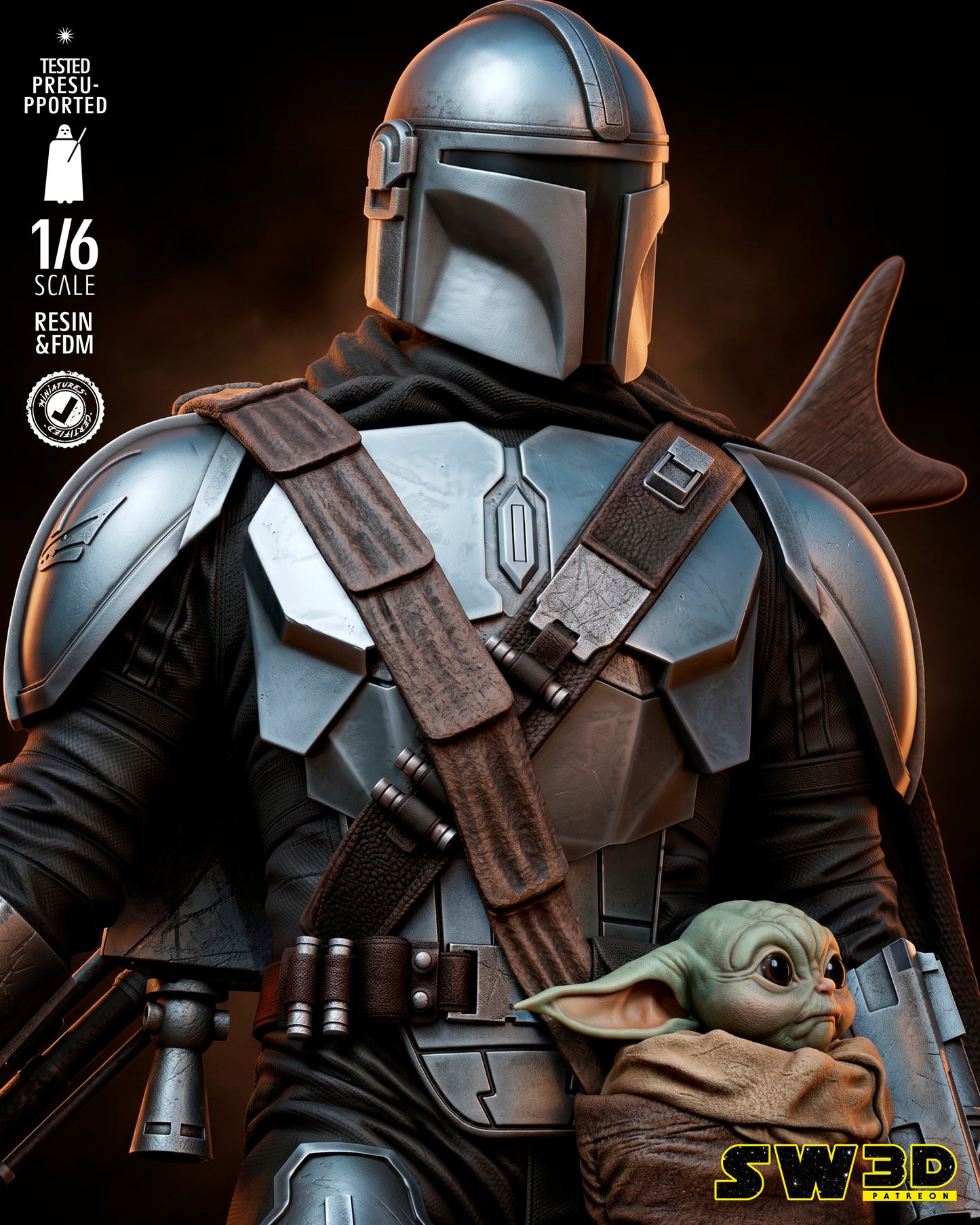 Mandalorian & Grogu (Star Wars) - 3D printed model kit (Fan Art)